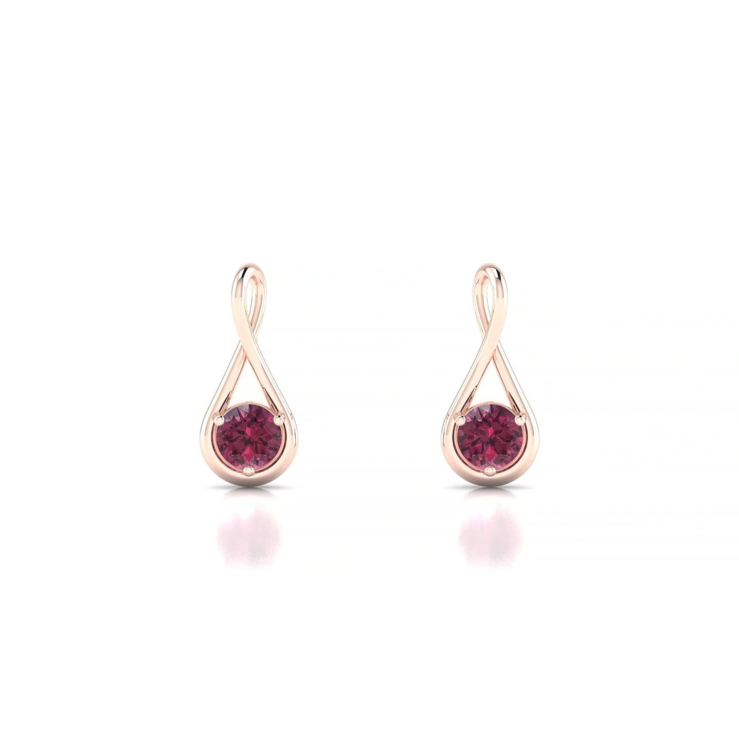 Loop | 18k Rose Gold 3 mm Round Rhodolite Earrings