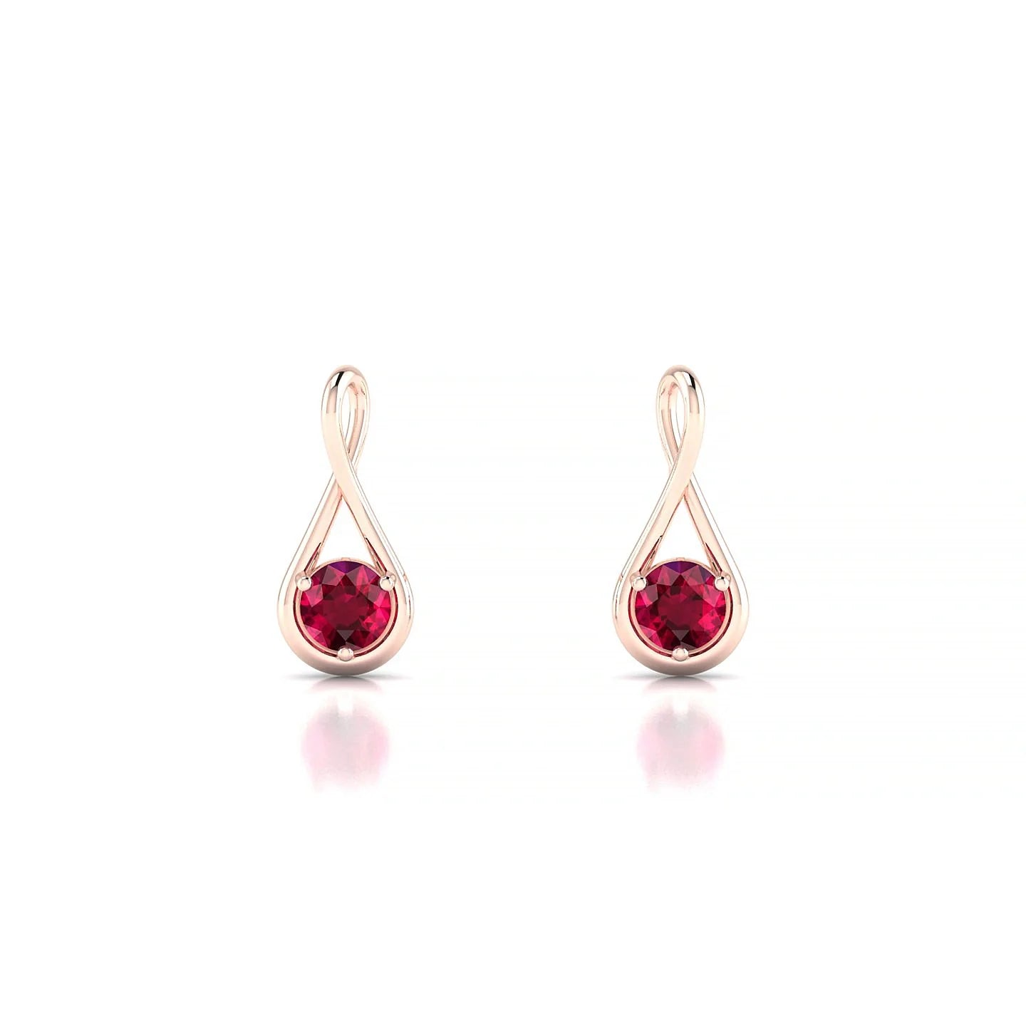 Loop | 18k Rose Gold 3 mm Round Ruby Earrings