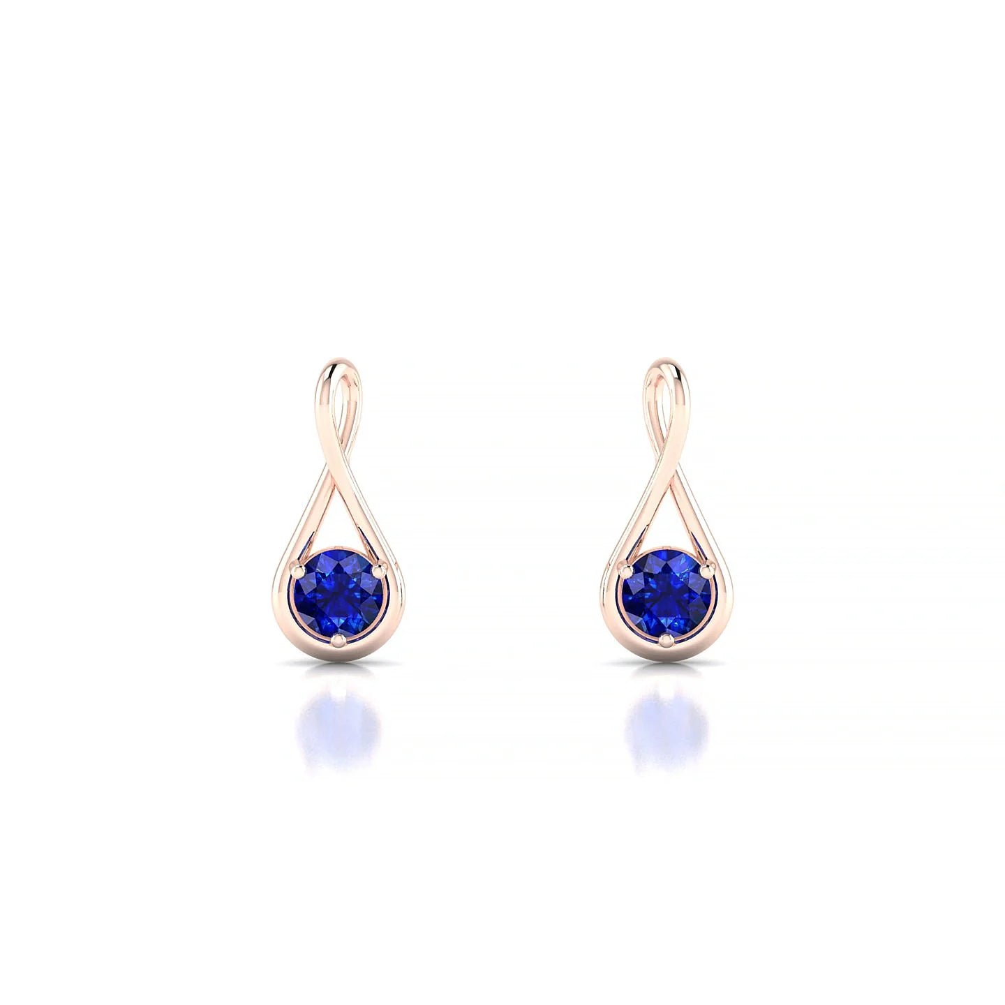 Loop | 18k Rose Gold 3 mm Round Sapphire Earrings