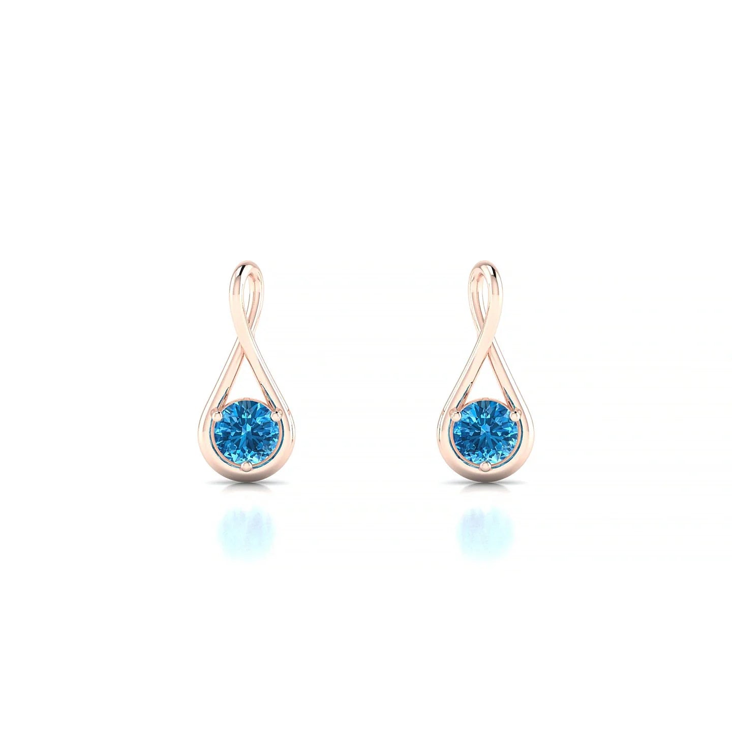 Loop | 18k Rose Gold 3 mm Round Topaz Earrings