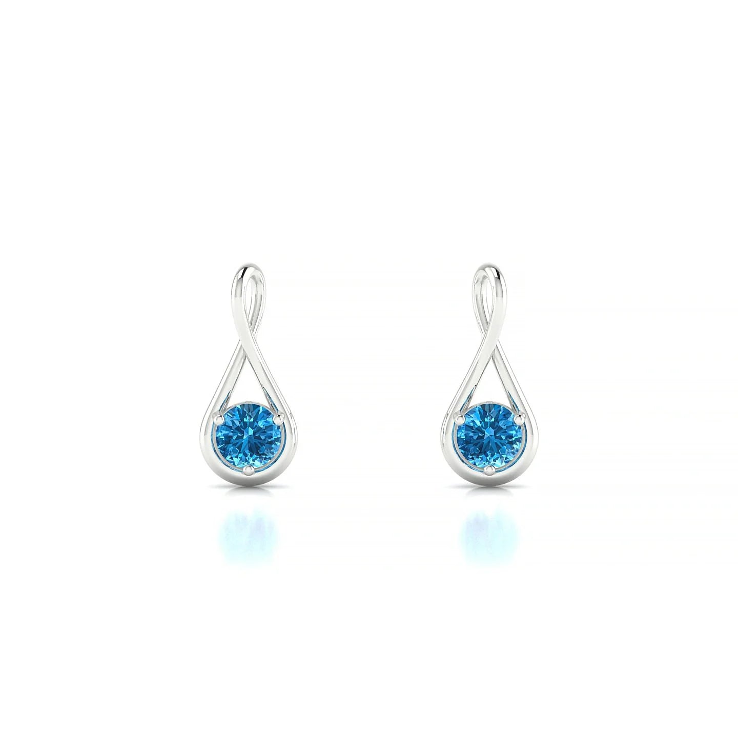 Loop | 18k White Gold 3 mm Round Topaz Earrings