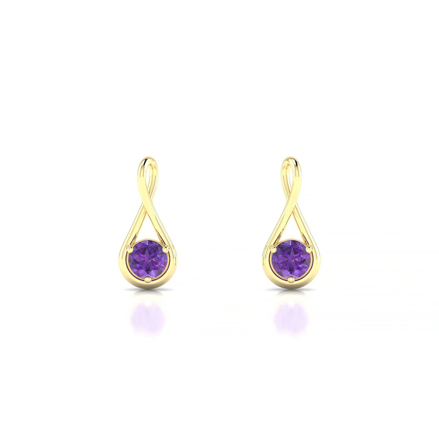 Loop | 18k Yellow Gold 3 mm Round Amethyst Earrings
