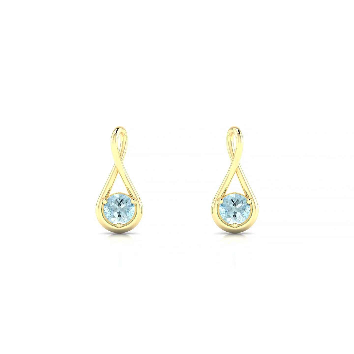 Loop | 18k Yellow Gold 3 mm Round Aquamarine Earrings