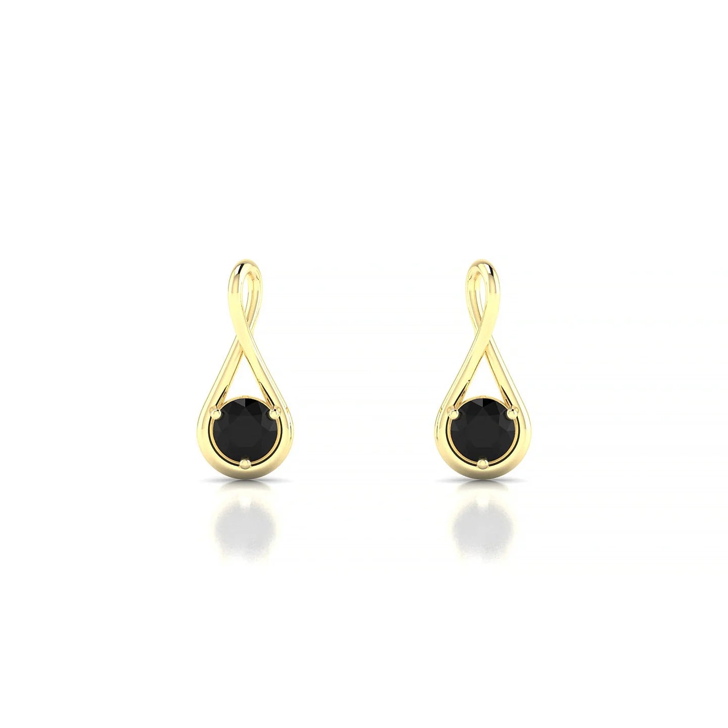 Loop | 18k Yellow Gold 3 mm Round Black Diamond Earrings