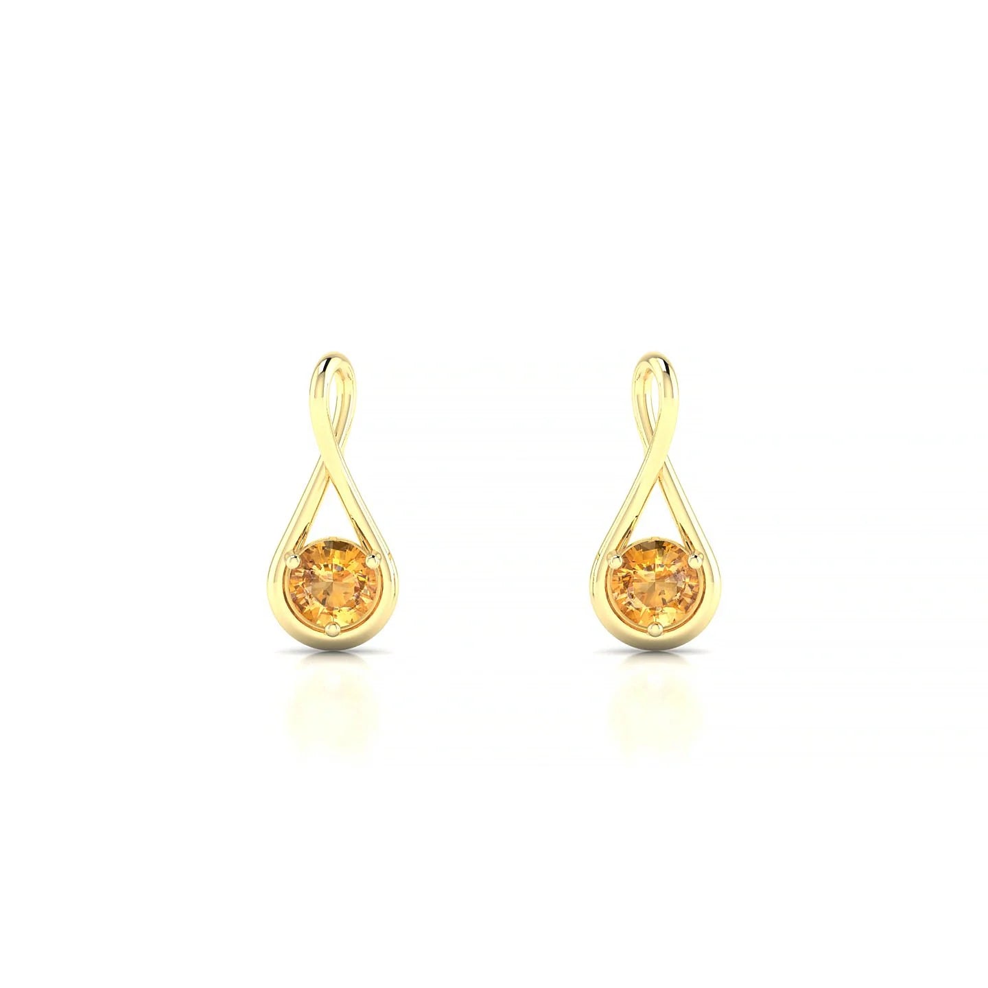 Loop | 18k Yellow Gold 3 mm Round Citrine Earrings