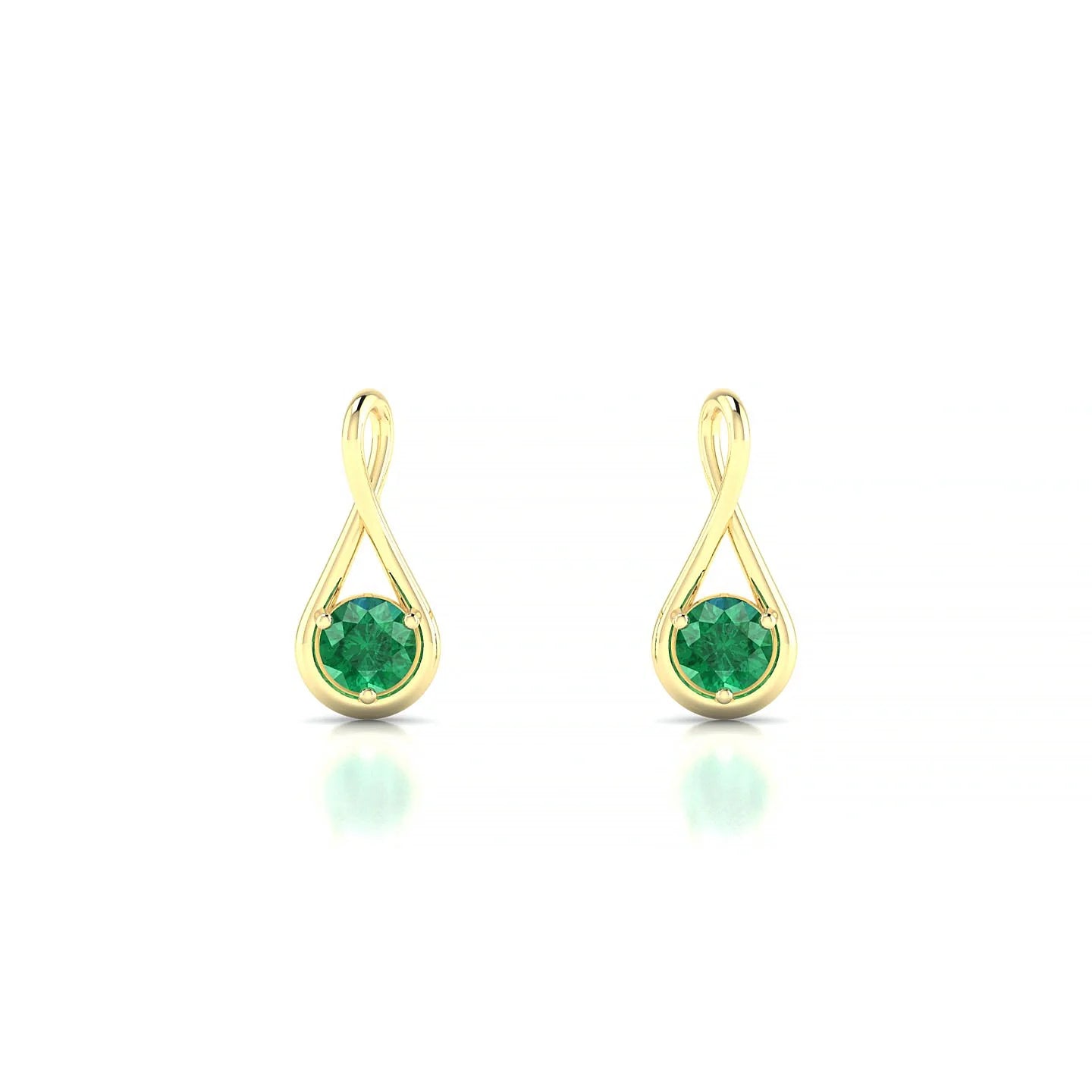 Loop | 18k Yellow Gold 3 mm Round Emerald Earrings