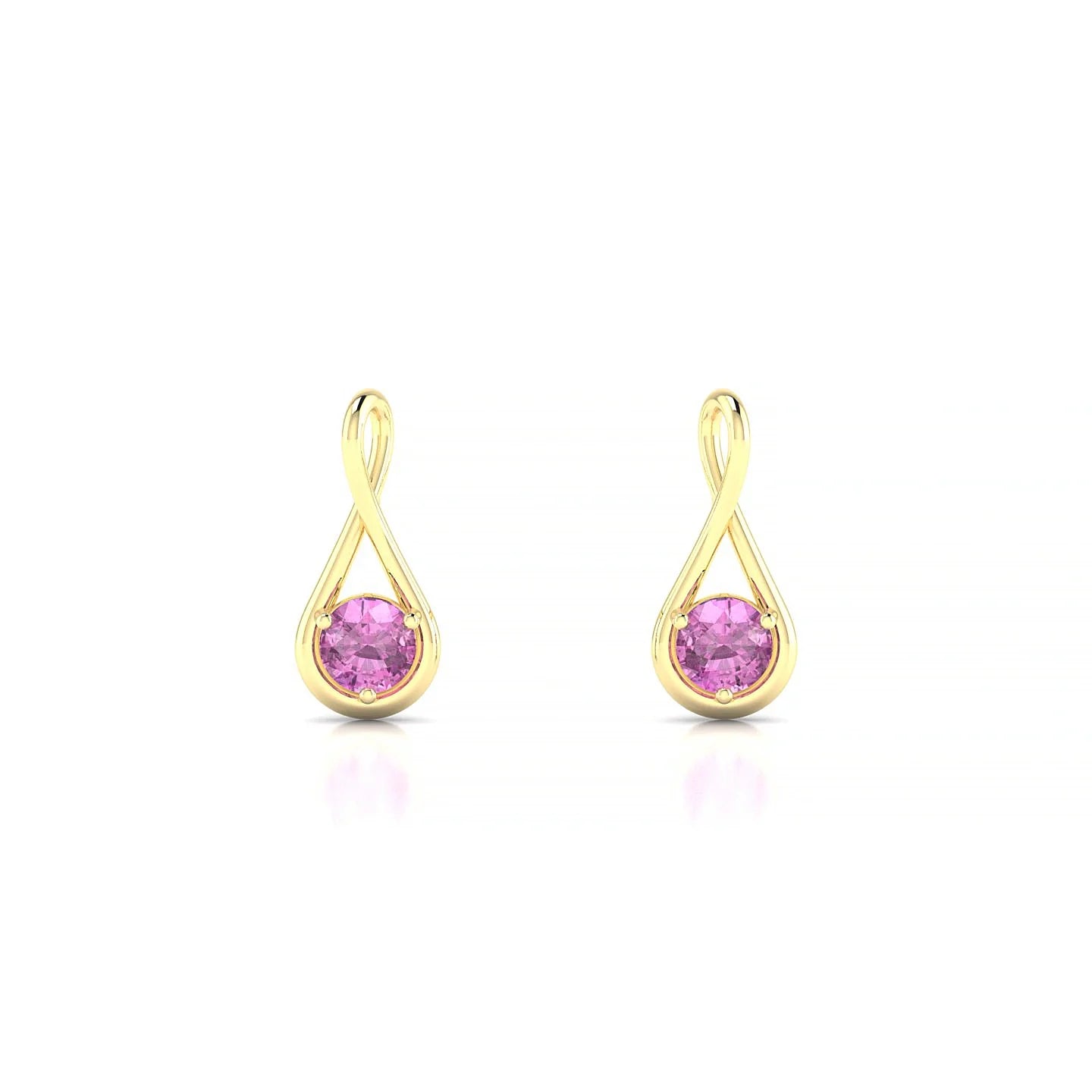 Loop | 18k Yellow Gold 3 mm Round Pink Sapphire Earrings