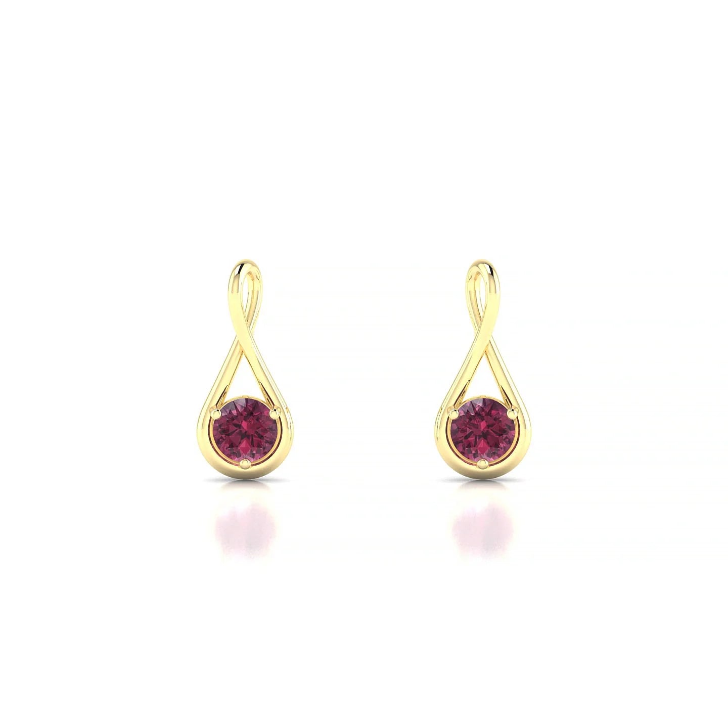 Loop | 18k Yellow Gold 3 mm Round Rhodolite Earrings