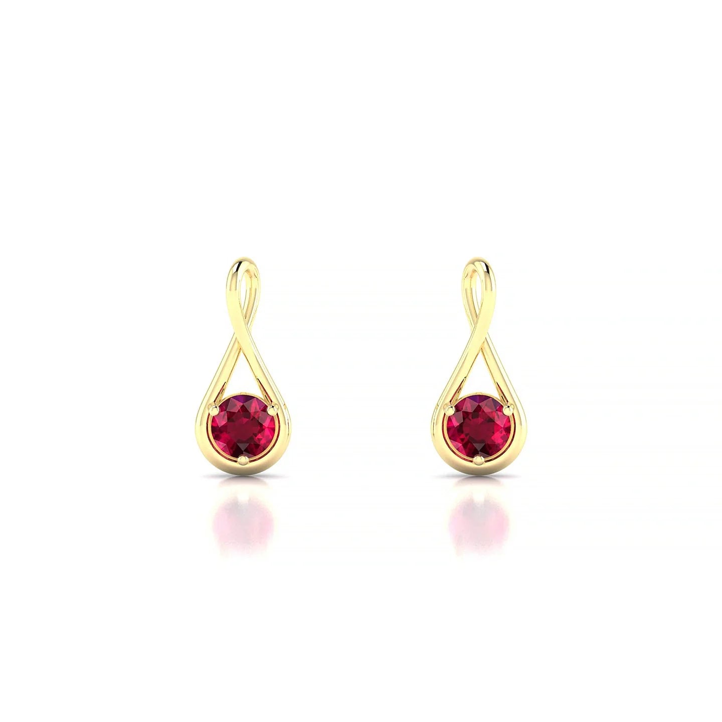 Loop | 18k Yellow Gold 3 mm Round Ruby Earrings