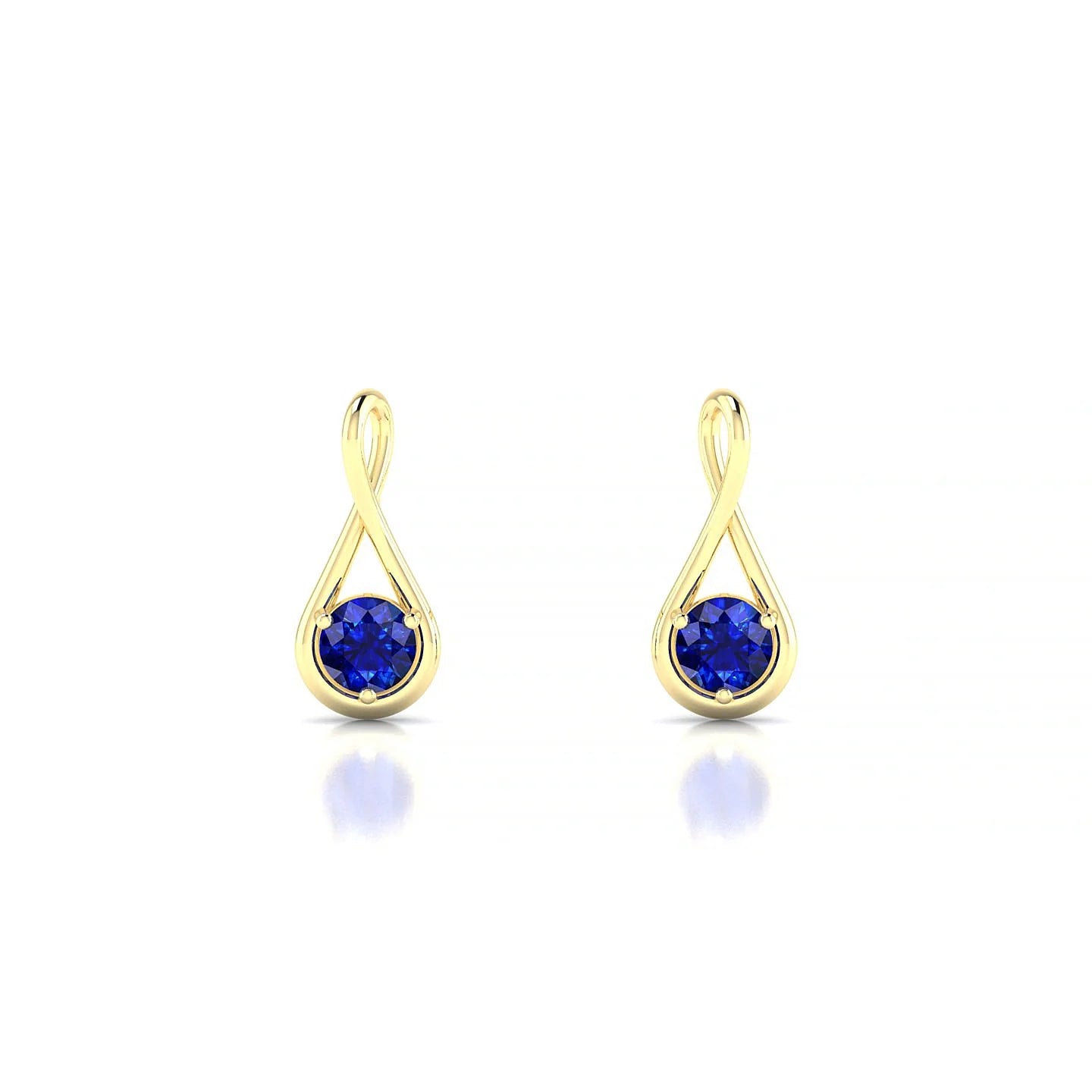 Loop | 18k Yellow Gold 3 mm Round Sapphire Earrings