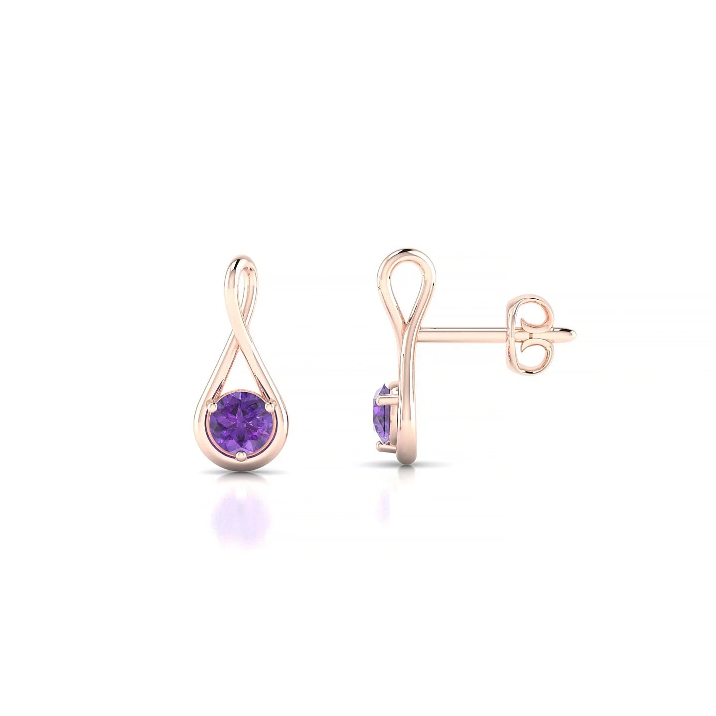 Loop | 18k Rose Gold 3 mm Round Amethyst Earrings