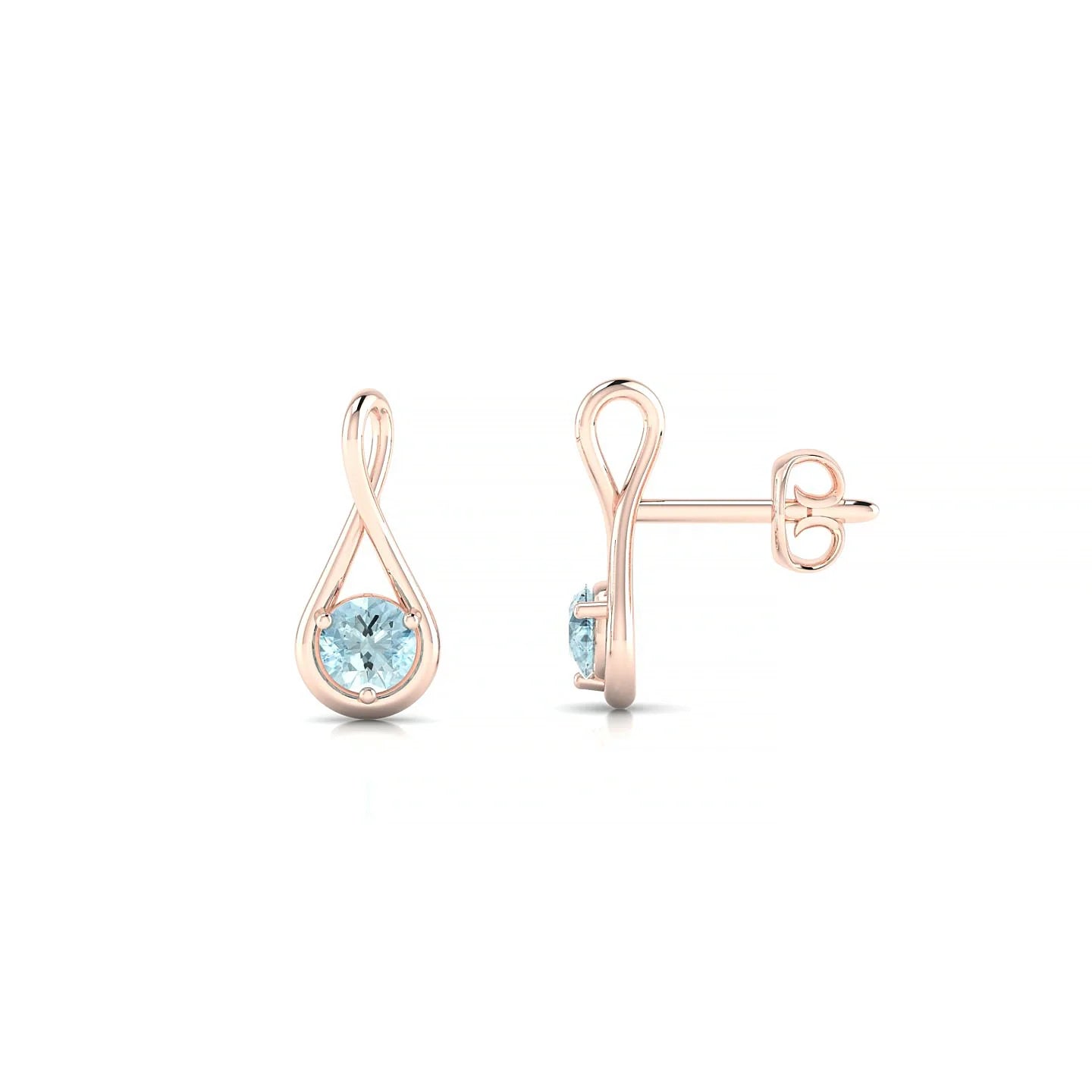 Loop | 18k Rose Gold 3 mm Round Aquamarine Earrings