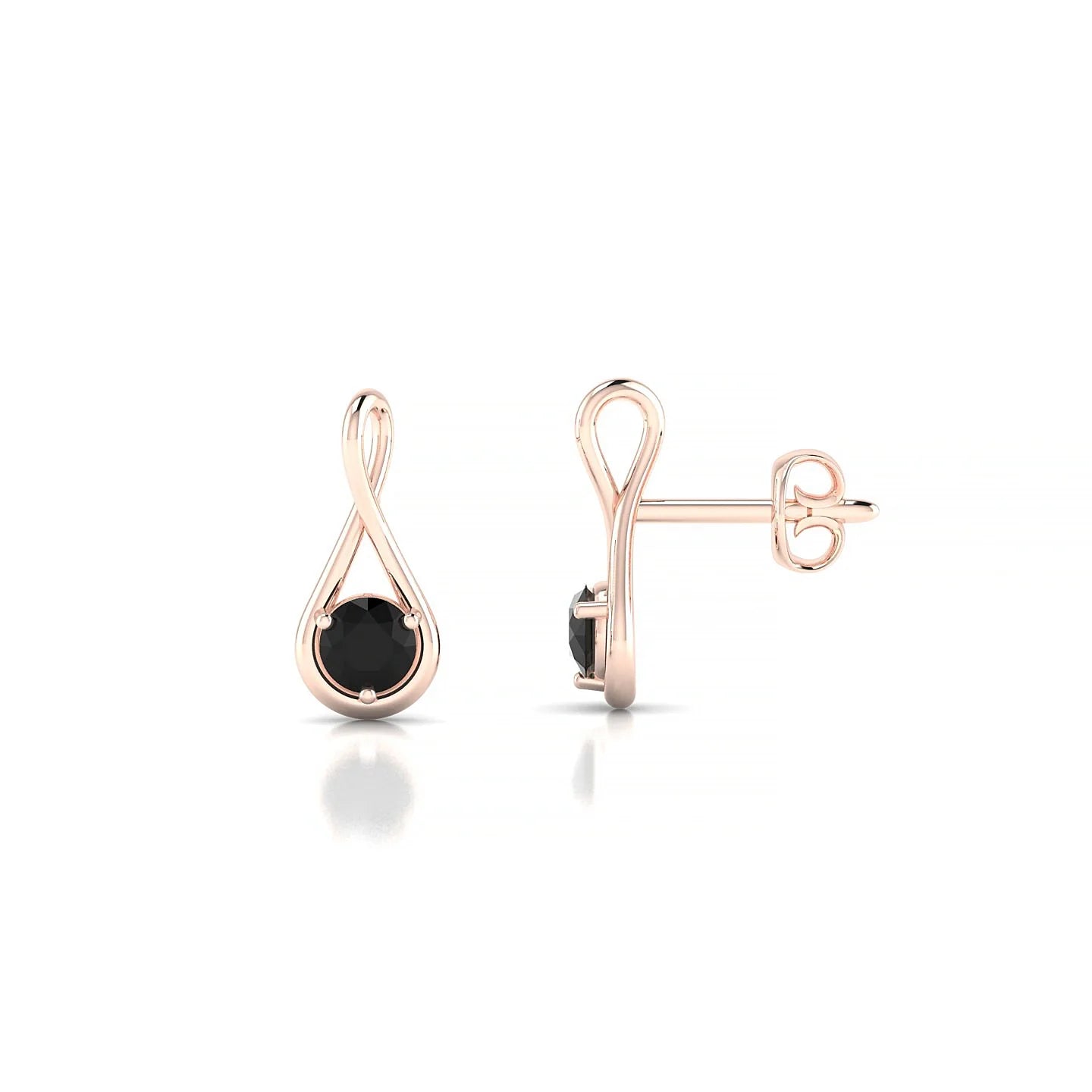 Loop | 18k Rose Gold 3 mm Round Black Diamond Earrings