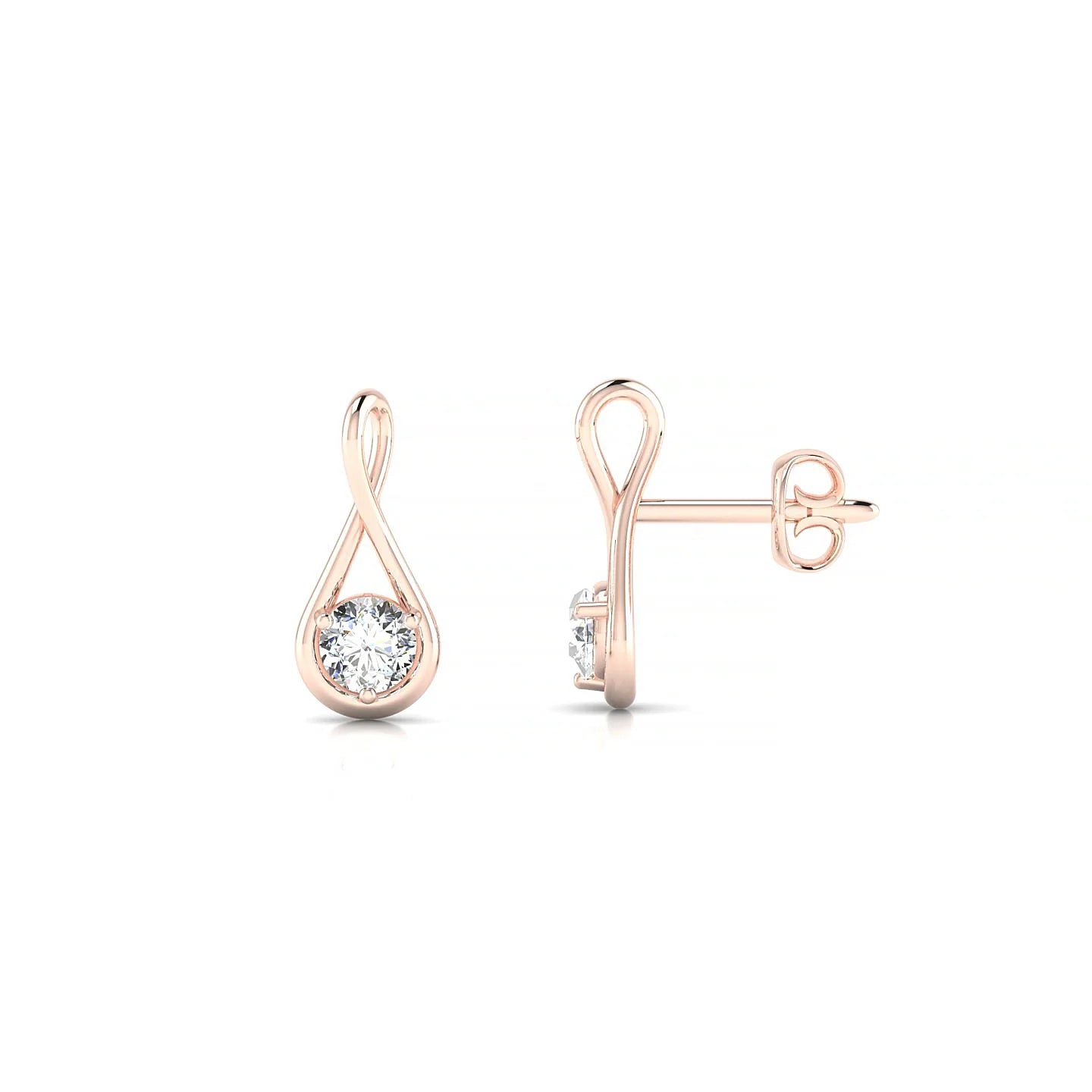 Loop | 18k Rose Gold 3 mm Round Diamond Earrings