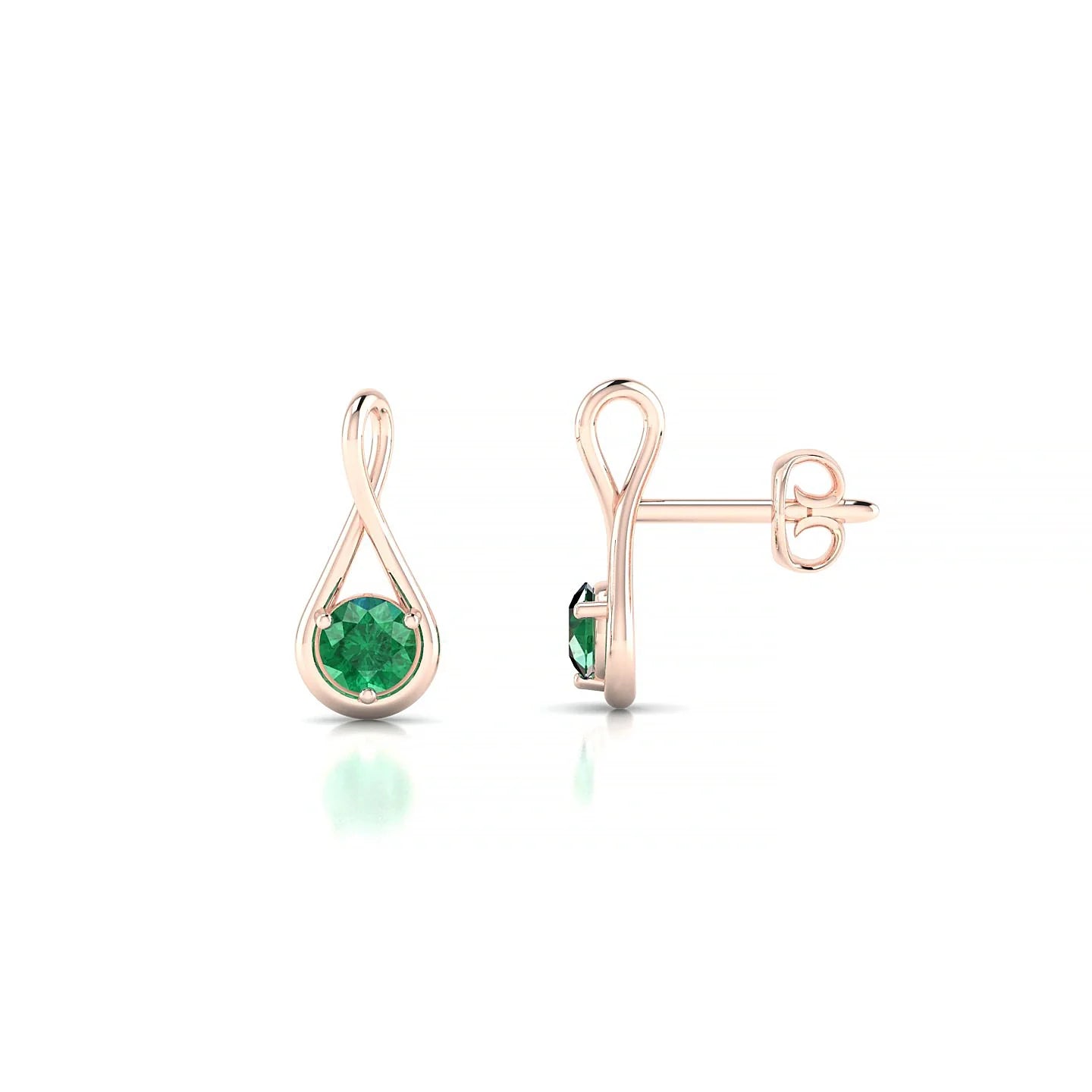 Loop | 18k Rose Gold 3 mm Round Emerald Earrings