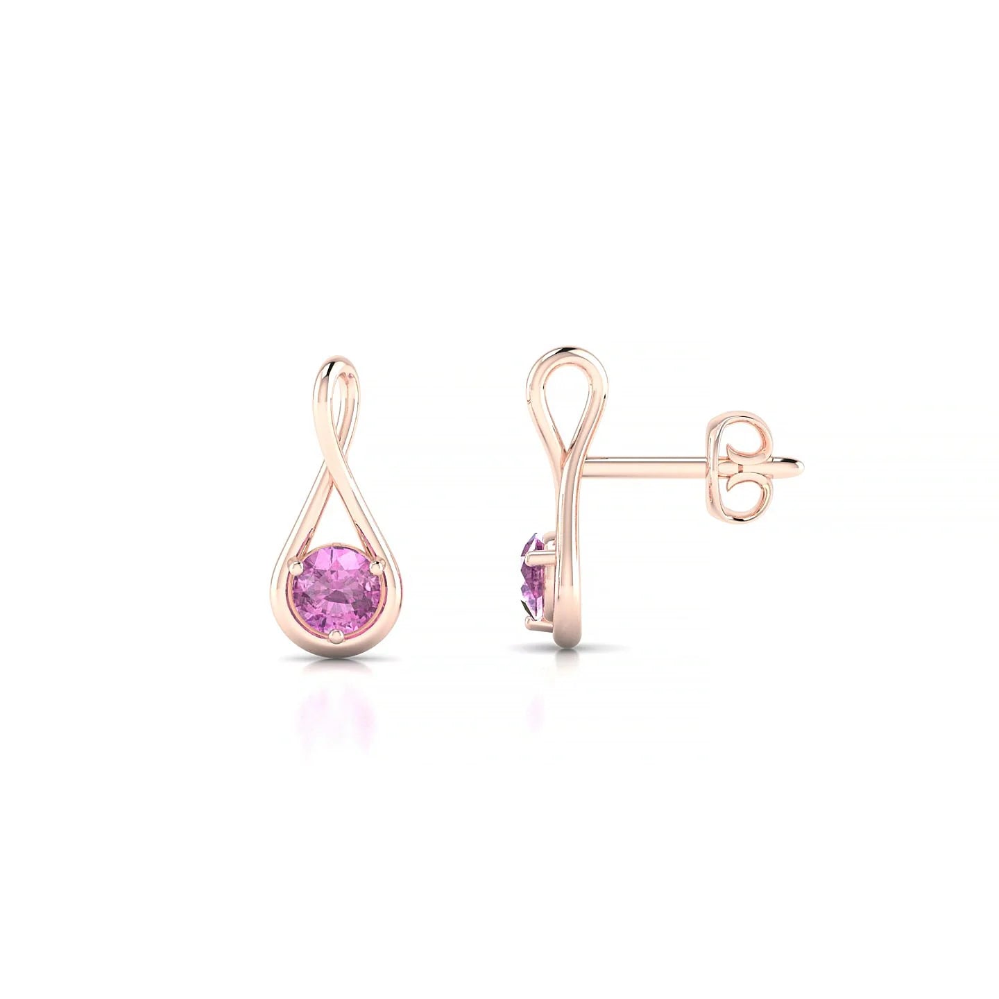 Loop | 18k Rose Gold 3 mm Round Pink Sapphire Earrings