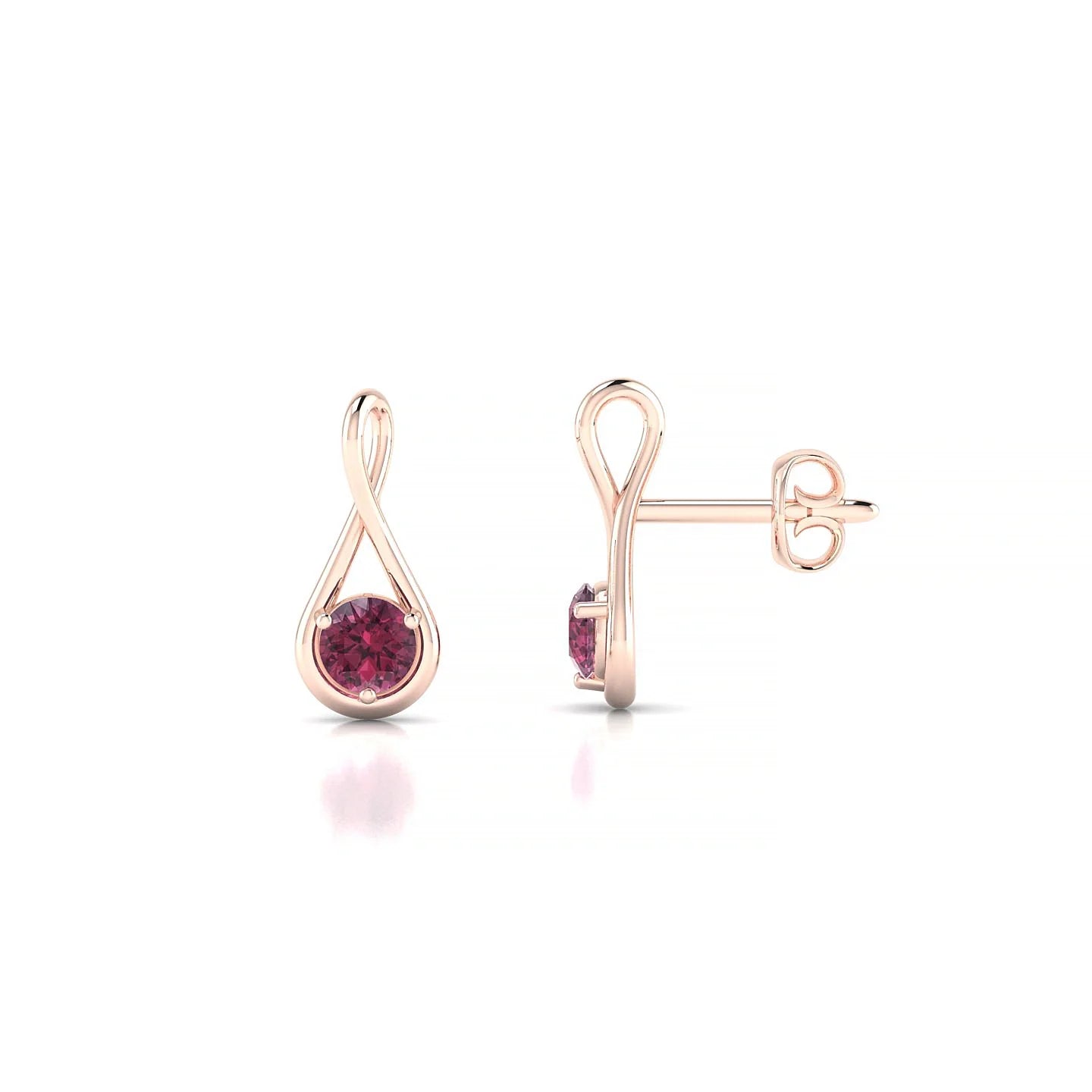 Loop | 18k Rose Gold 3 mm Round Rhodolite Earrings