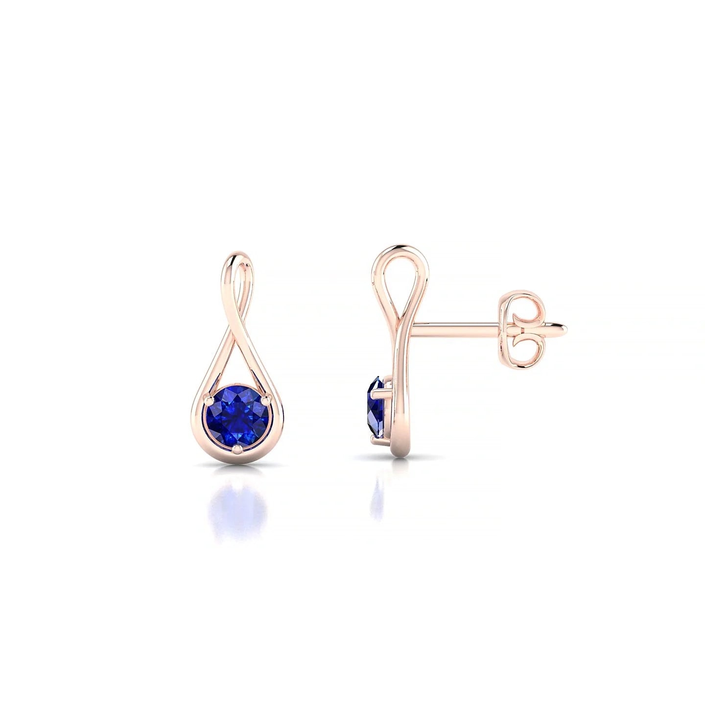 Loop | 18k Rose Gold 3 mm Round Sapphire Earrings