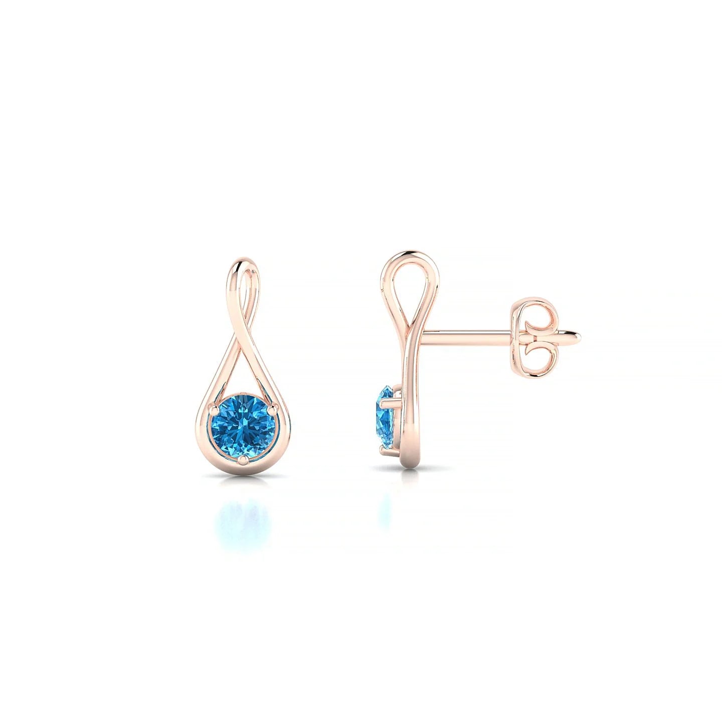 Loop | 18k Rose Gold 3 mm Round Topaz Earrings