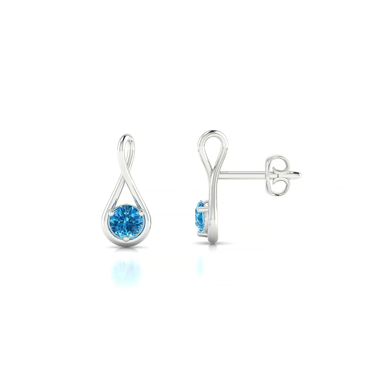 Loop | 18k White Gold 3 mm Round Topaz Earrings