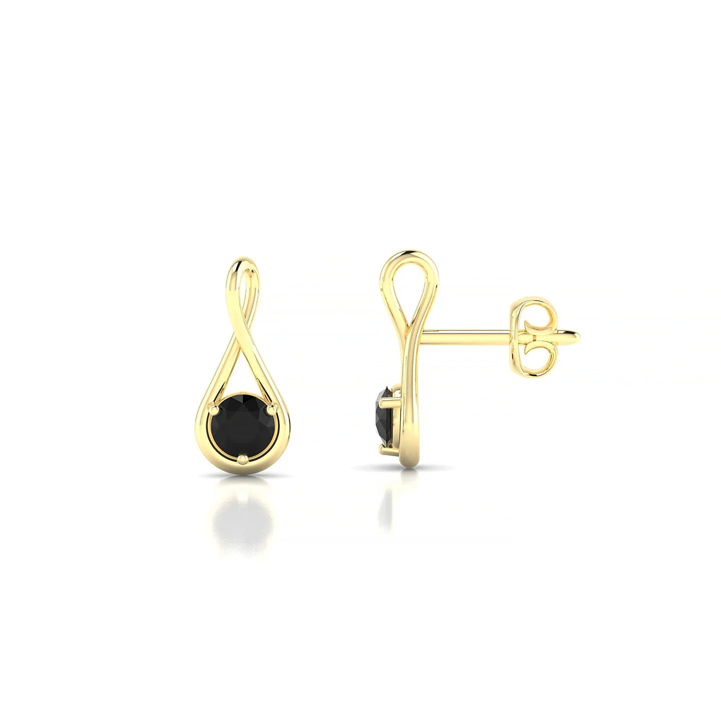 Loop | 18k Yellow Gold 3 mm Round Black Diamond Earrings