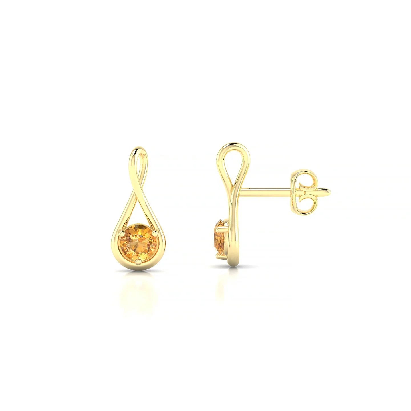 Loop | 18k Yellow Gold 3 mm Round Citrine Earrings