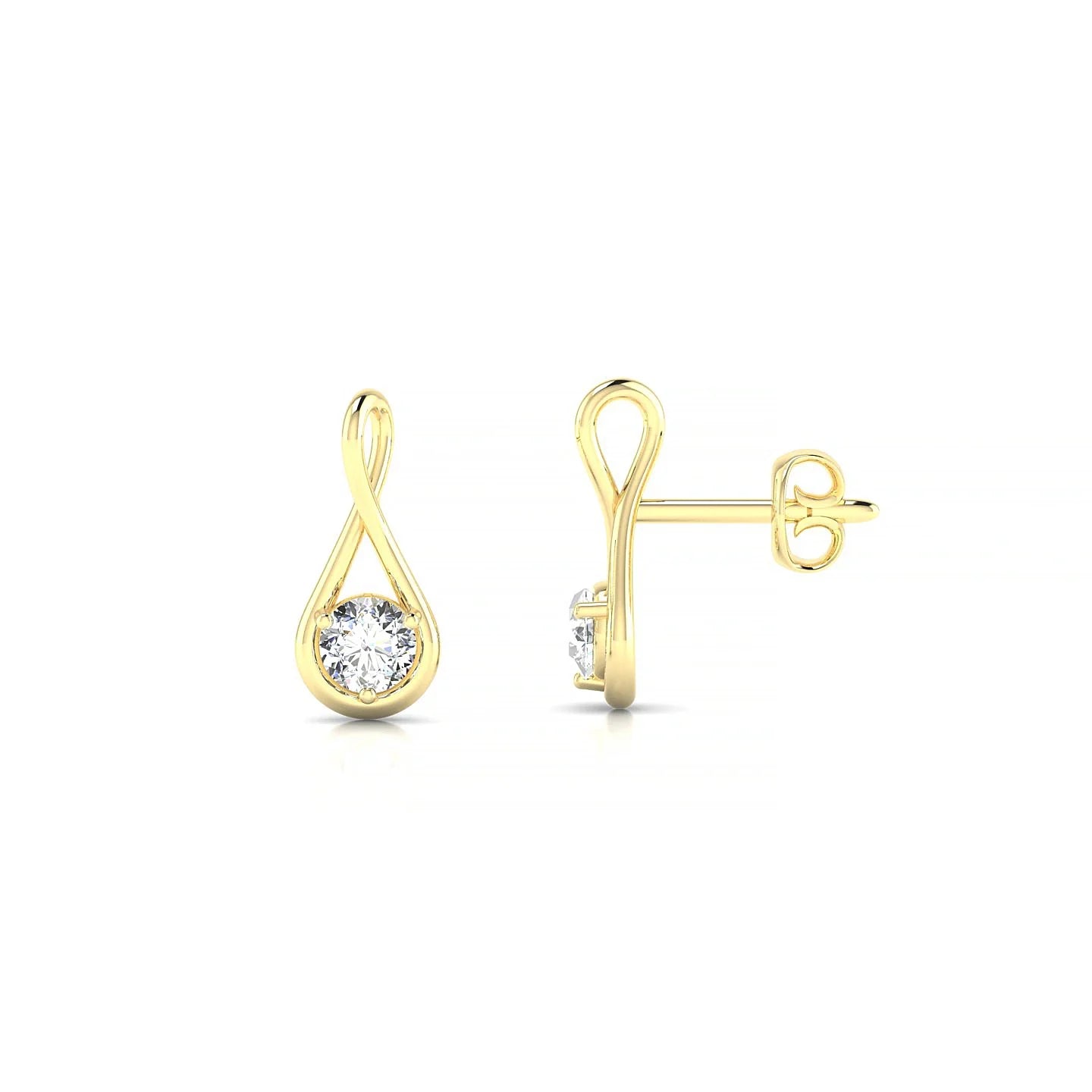 Loop | 18k Yellow Gold 3 mm Round Diamond Earrings