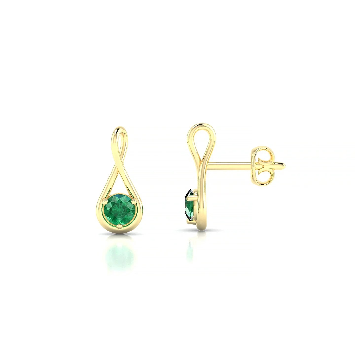 Loop | 18k Yellow Gold 3 mm Round Emerald Earrings