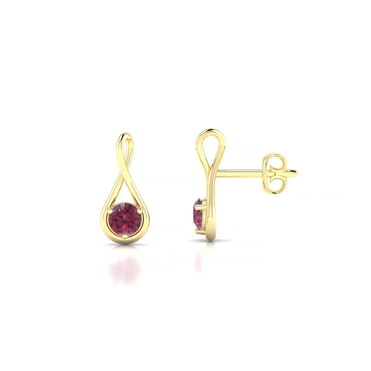 Loop | 18k Yellow Gold 3 mm Round Rhodolite Earrings