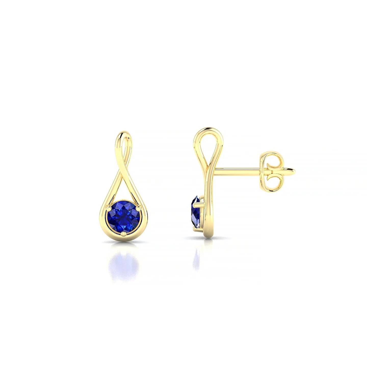 Loop | 18k Yellow Gold 3 mm Round Sapphire Earrings