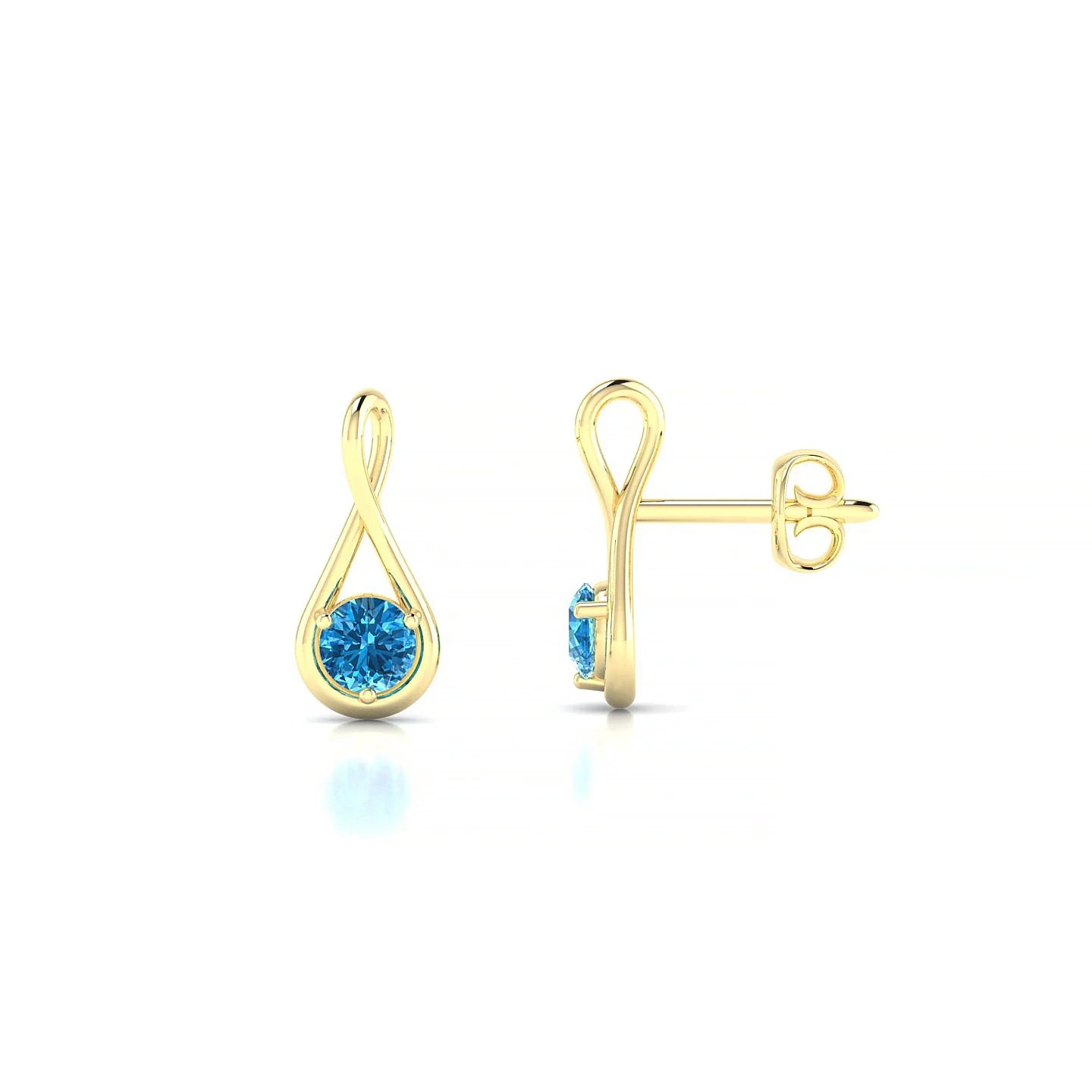 Loop | 18k Yellow Gold 3 mm Round Topaz Earrings