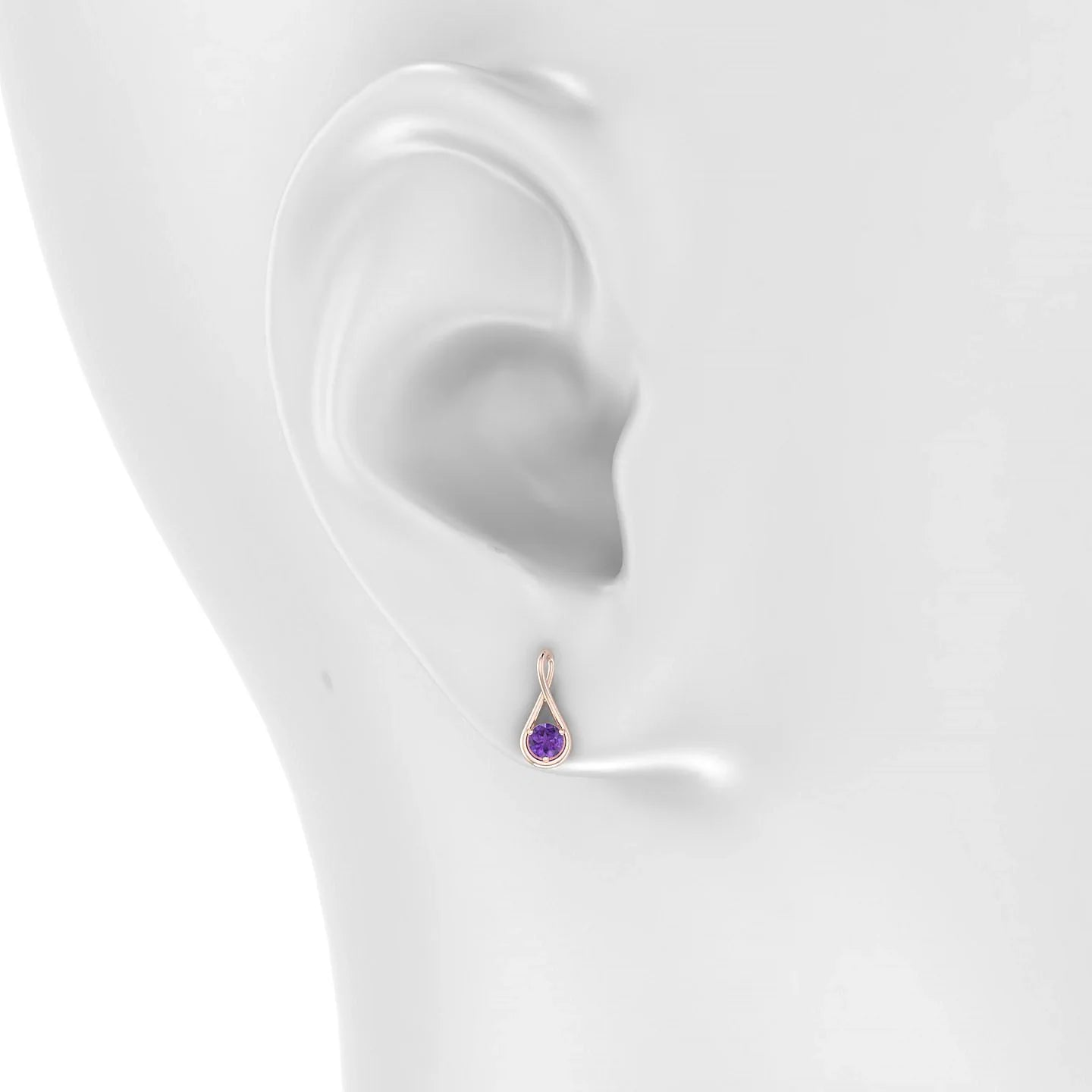 Loop | 18k Rose Gold 3 mm Round Amethyst Earrings