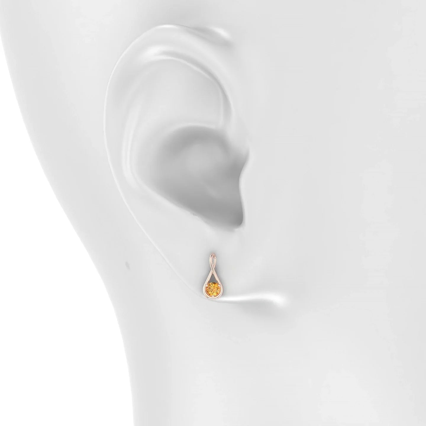 Loop | 18k Rose Gold 3 mm Round Citrine Earrings