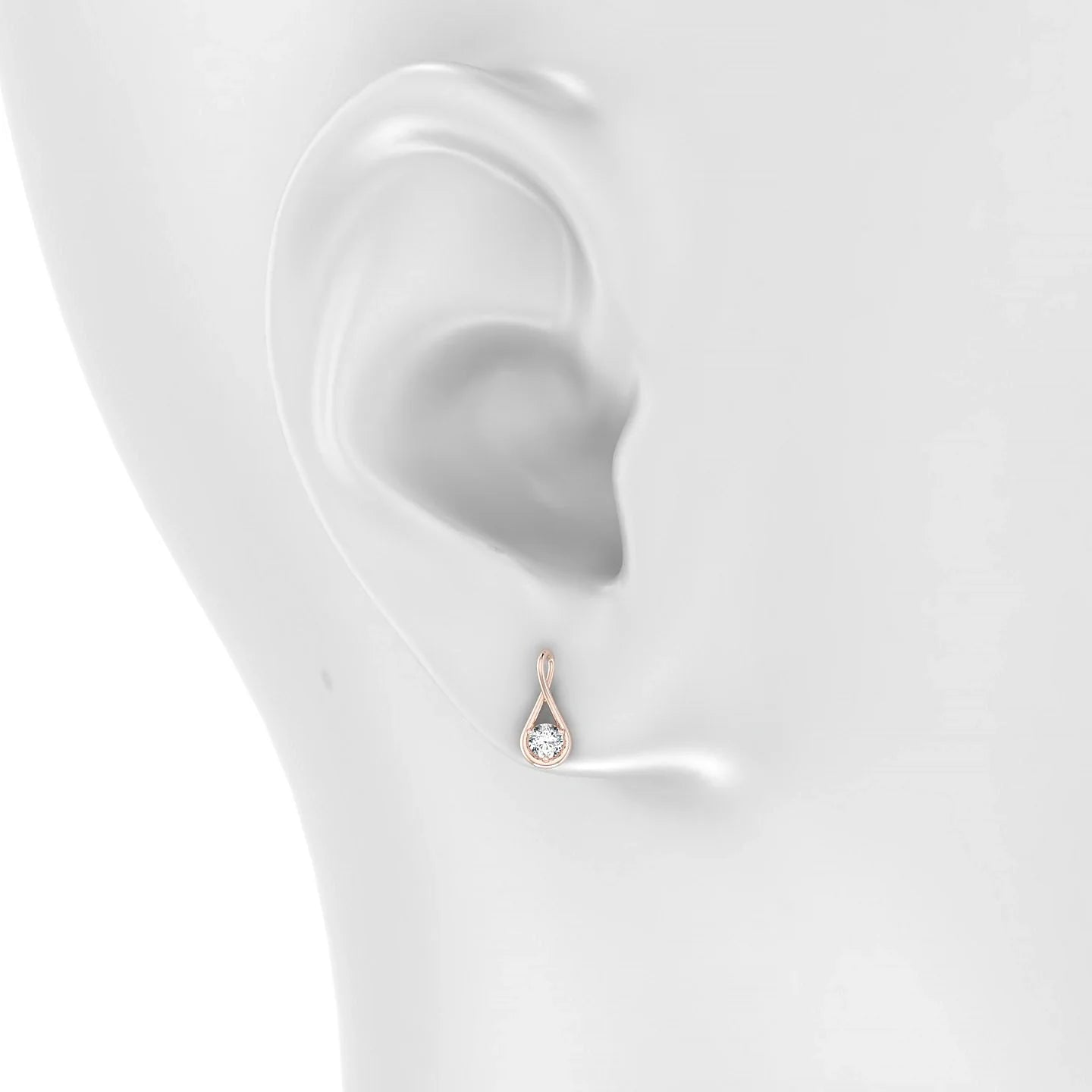 Loop | 18k Rose Gold 3 mm Round Diamond Earrings