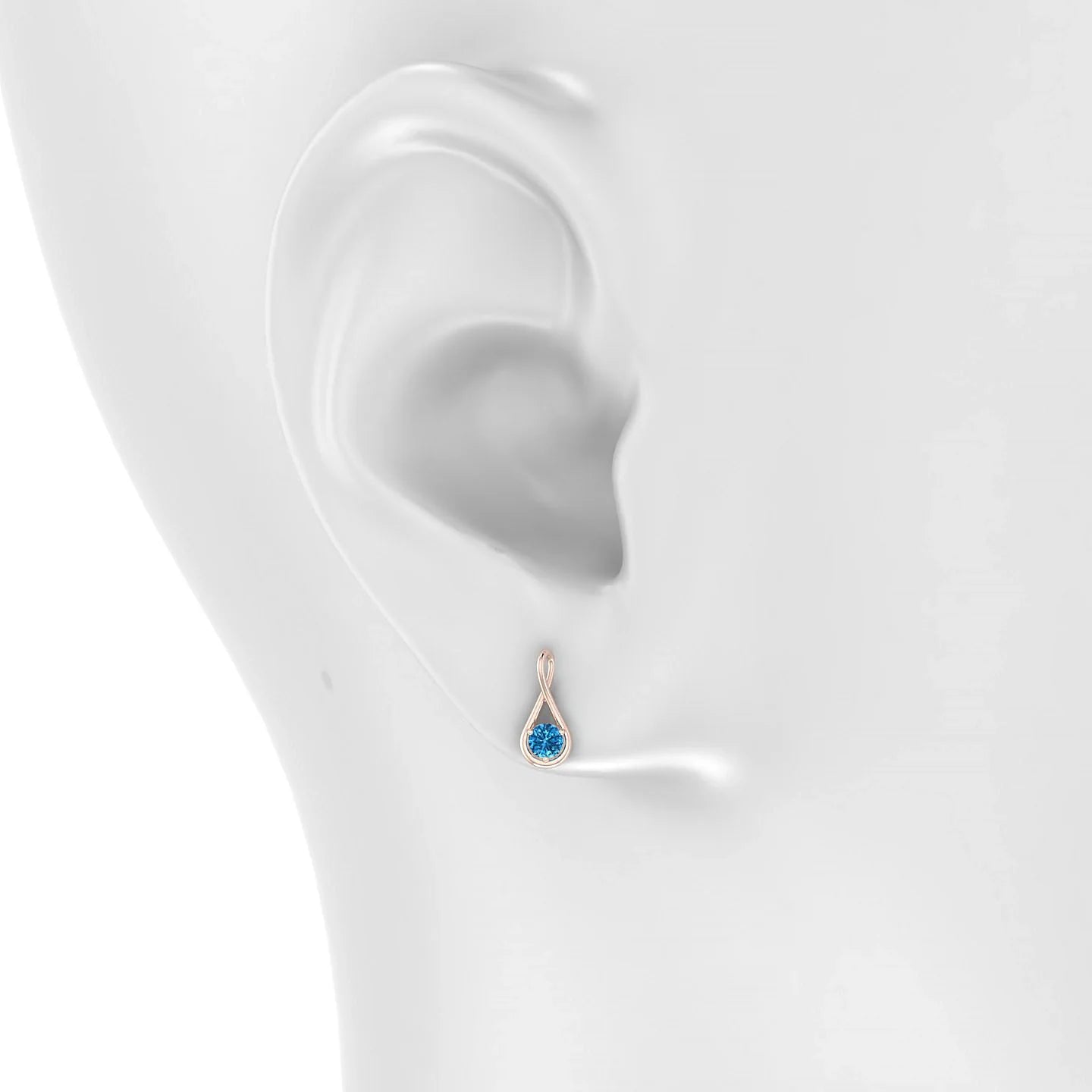 Loop | 18k Rose Gold 3 mm Round Topaz Earrings