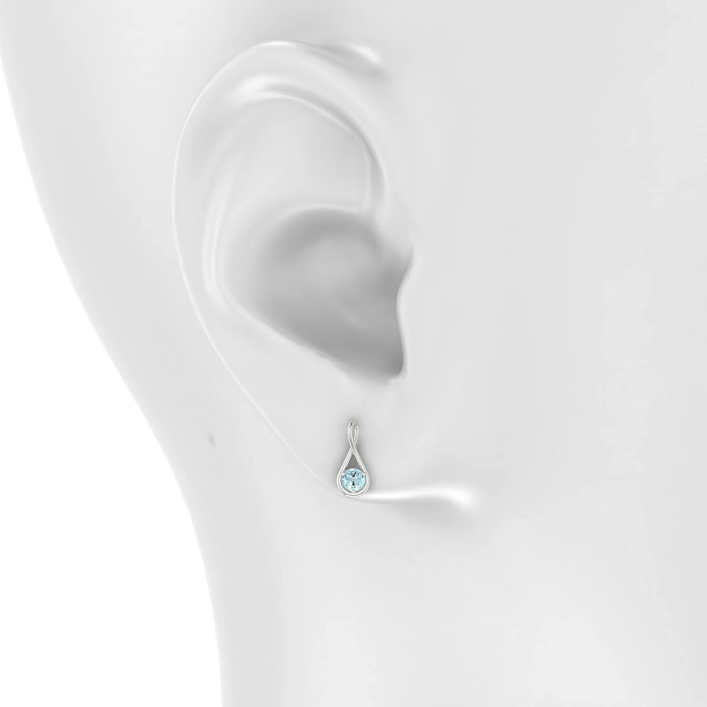 Loop | 18k White Gold 3 mm Round Aquamarine Earrings