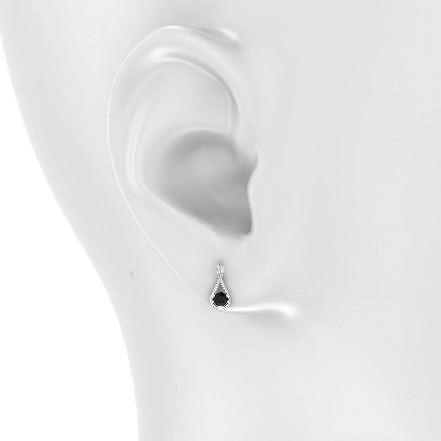 Loop | 18k White Gold 3 mm Round Black Diamond Earrings