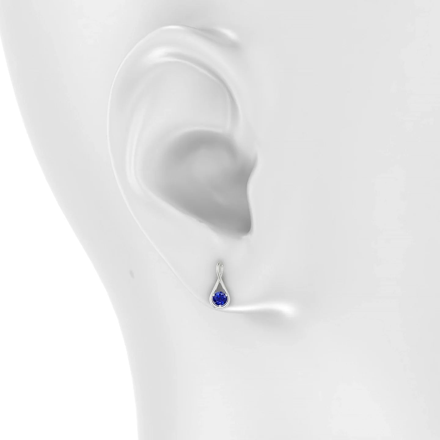 Loop | 18k White Gold 3 mm Round Sapphire Earrings
