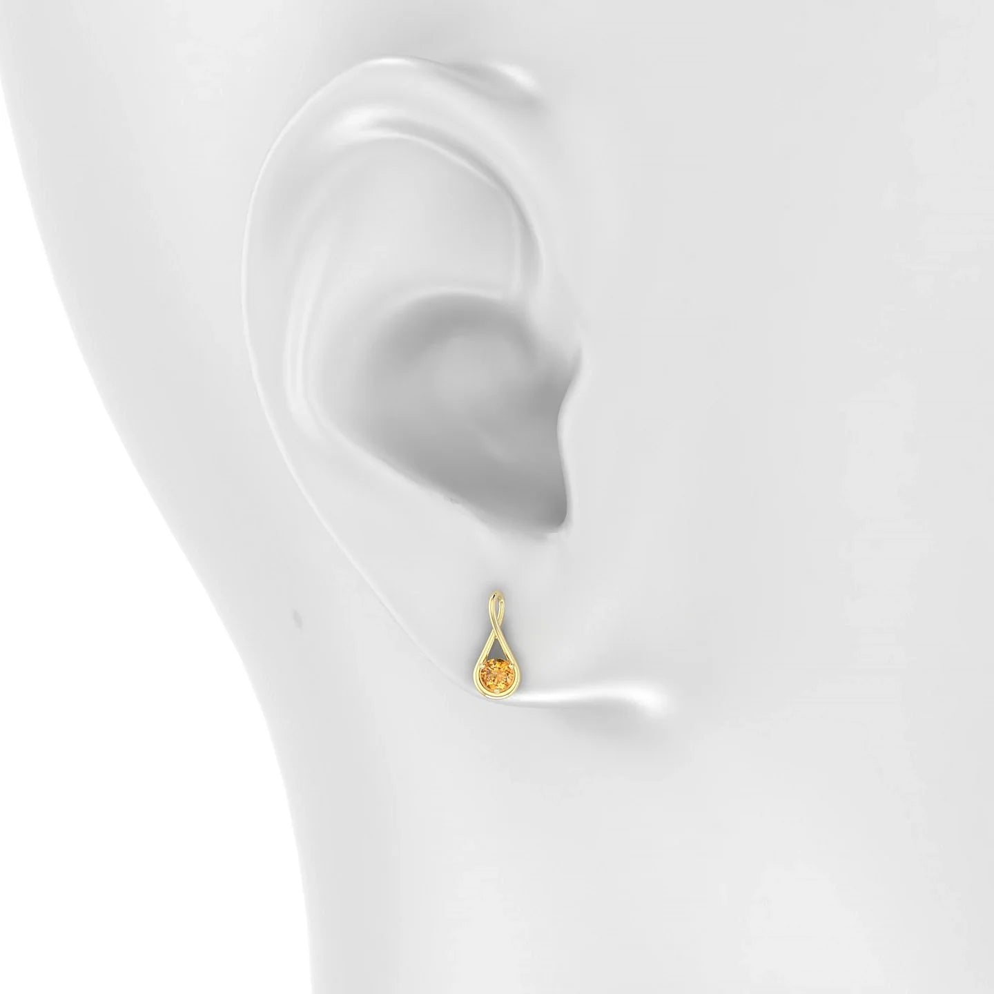 Loop | 18k Yellow Gold 3 mm Round Citrine Earrings