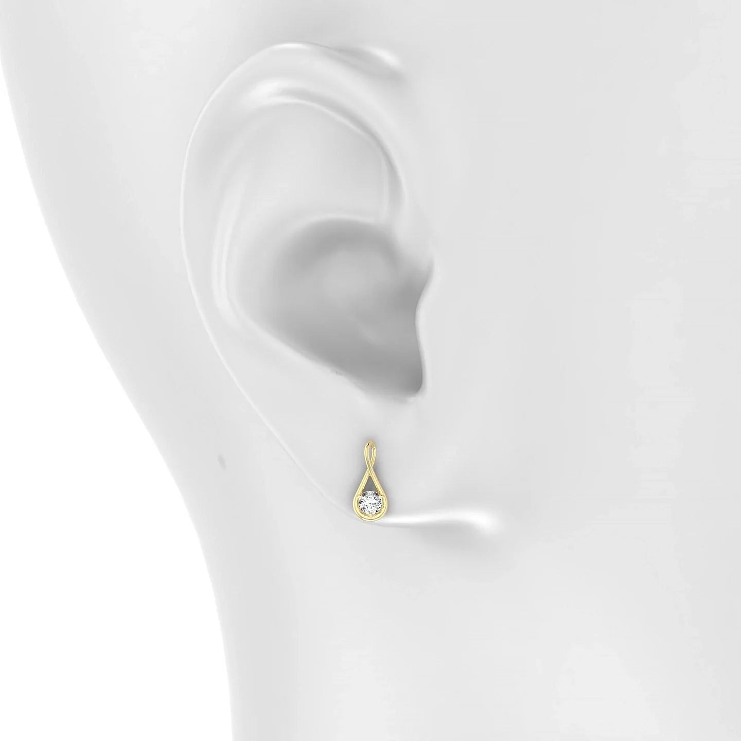Loop | 18k Yellow Gold 3 mm Round Diamond Earrings