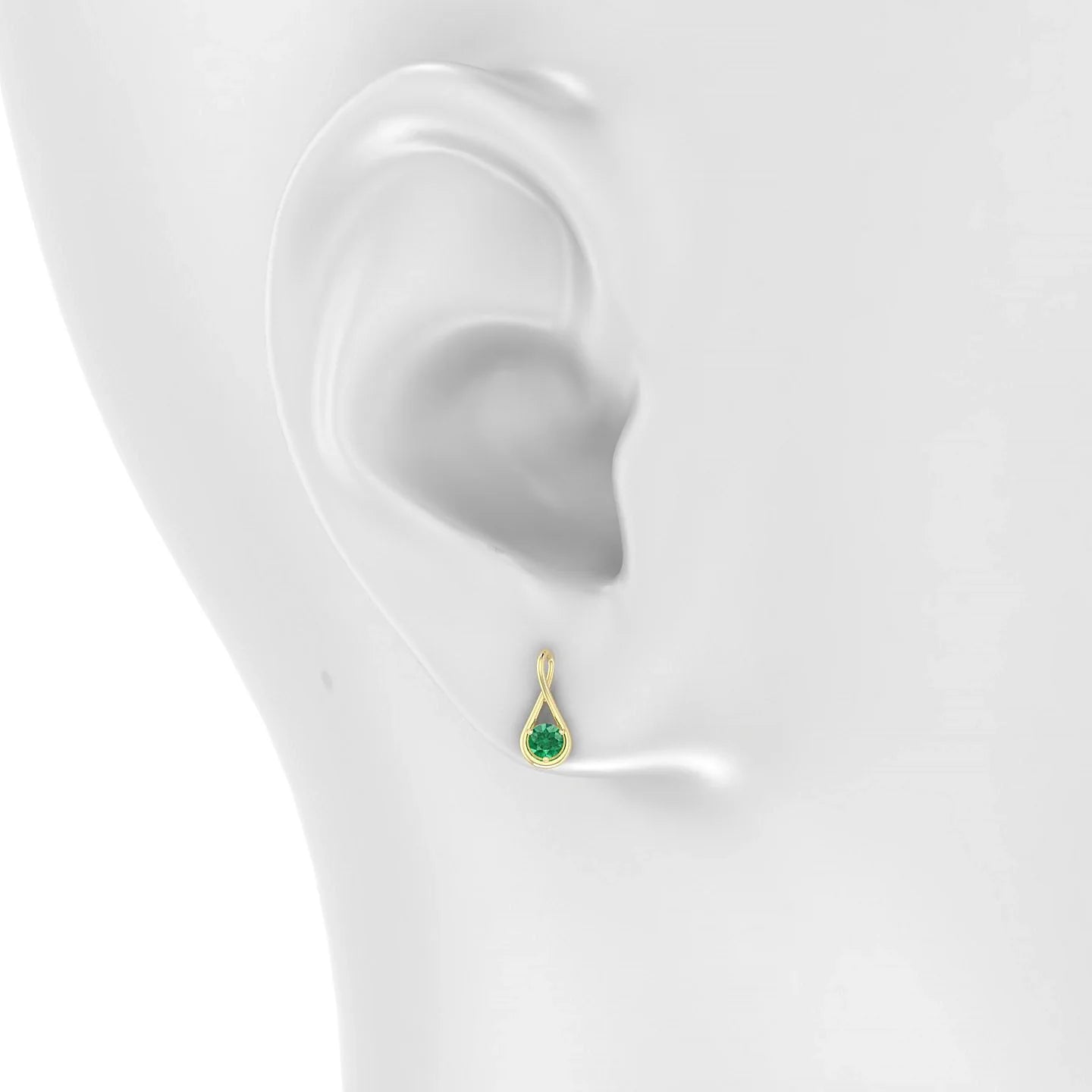 Loop | 18k Yellow Gold 3 mm Round Emerald Earrings