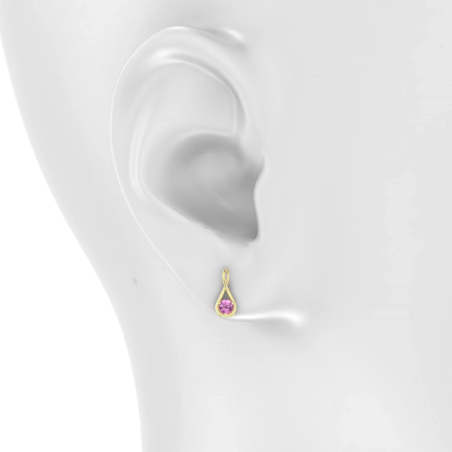 Loop | 18k Yellow Gold 3 mm Round Pink Sapphire Earrings