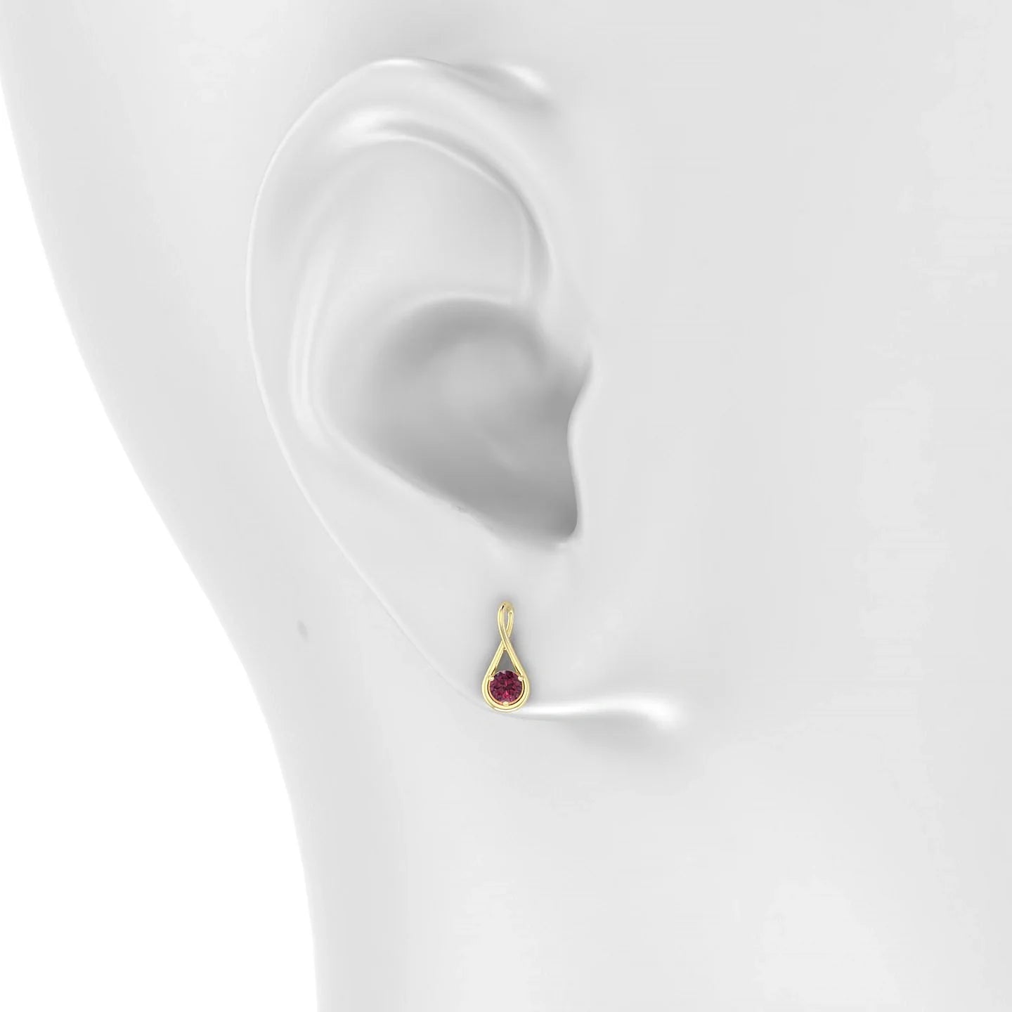 Loop | 18k Yellow Gold 3 mm Round Rhodolite Earrings