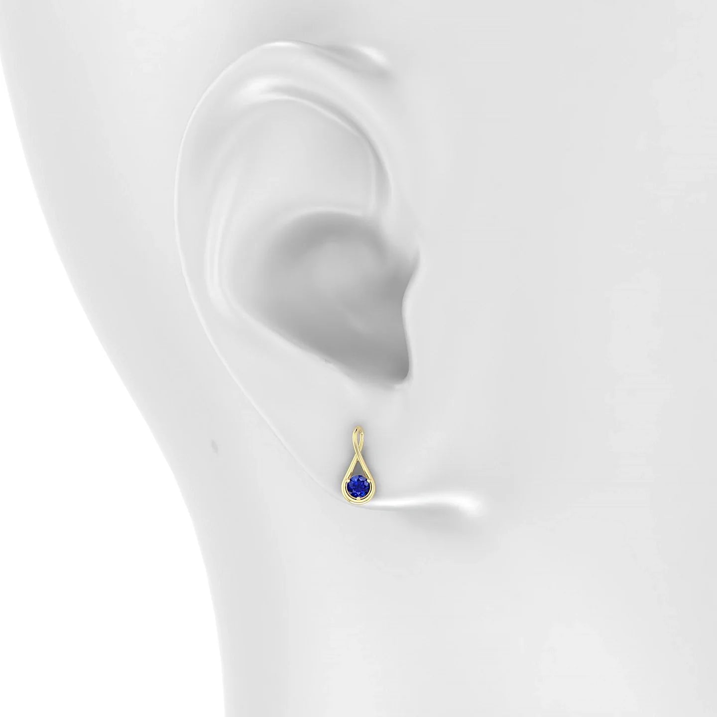 Loop | 18k Yellow Gold 3 mm Round Sapphire Earrings