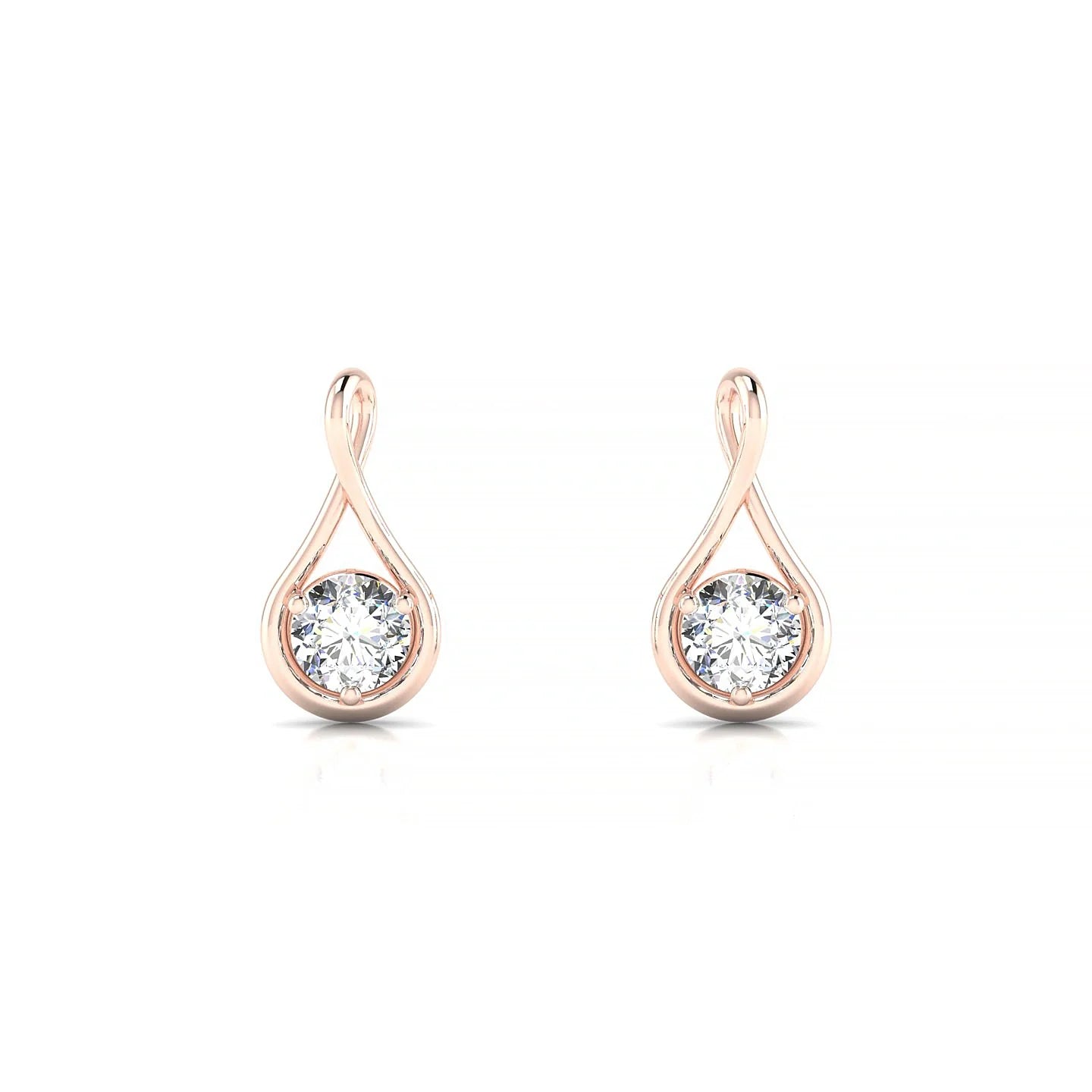 Loop | 18k Rose Gold 3.7 mm Round Diamond Earrings