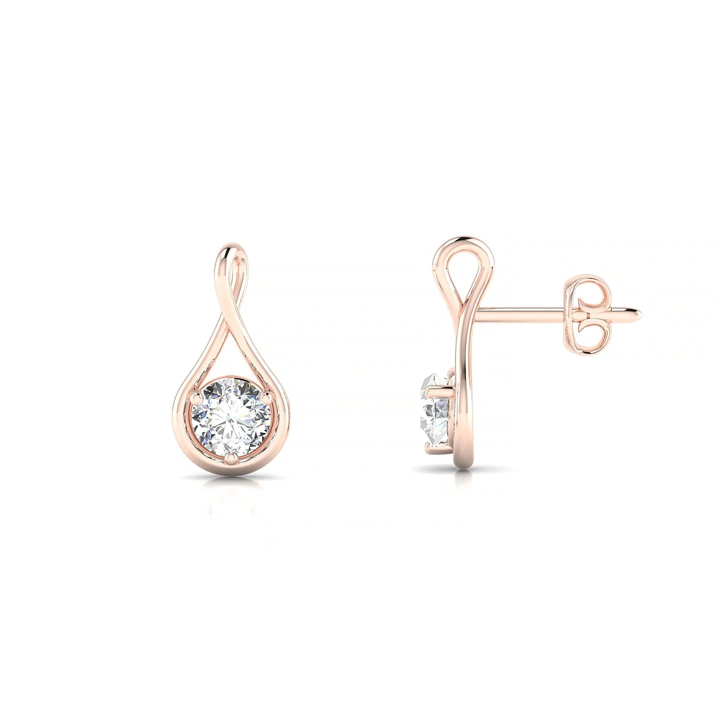 Loop | 18k Rose Gold 3.7 mm Round Diamond Earrings