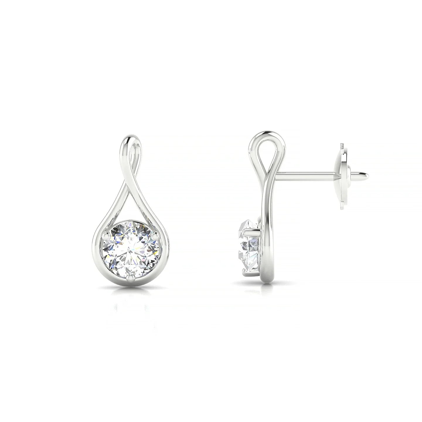 Loop | 18k White Gold 4.2 mm Round Diamond Earrings