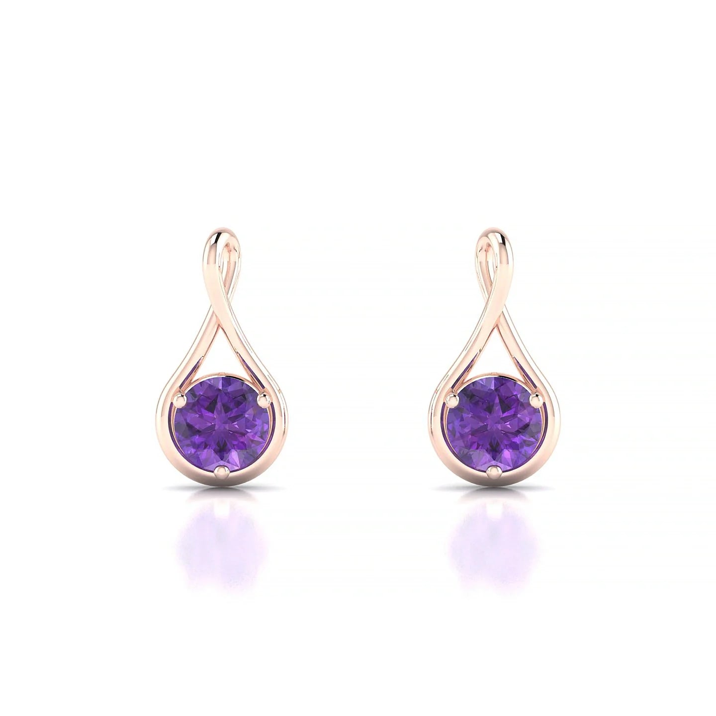 Loop | 18k Rose Gold 4.5 mm Round Amethyst Earrings