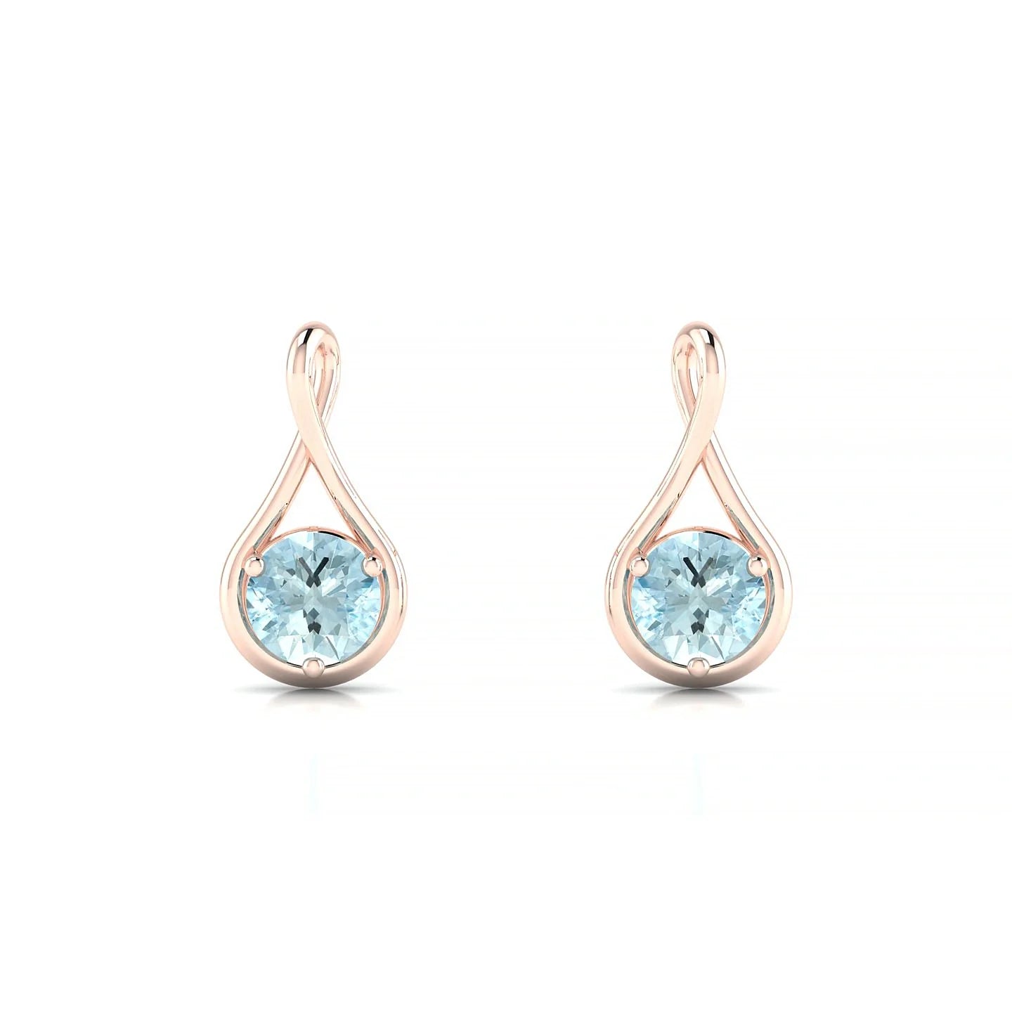 Loop | 18k Rose Gold 4.5 mm Round Aquamarine Earrings