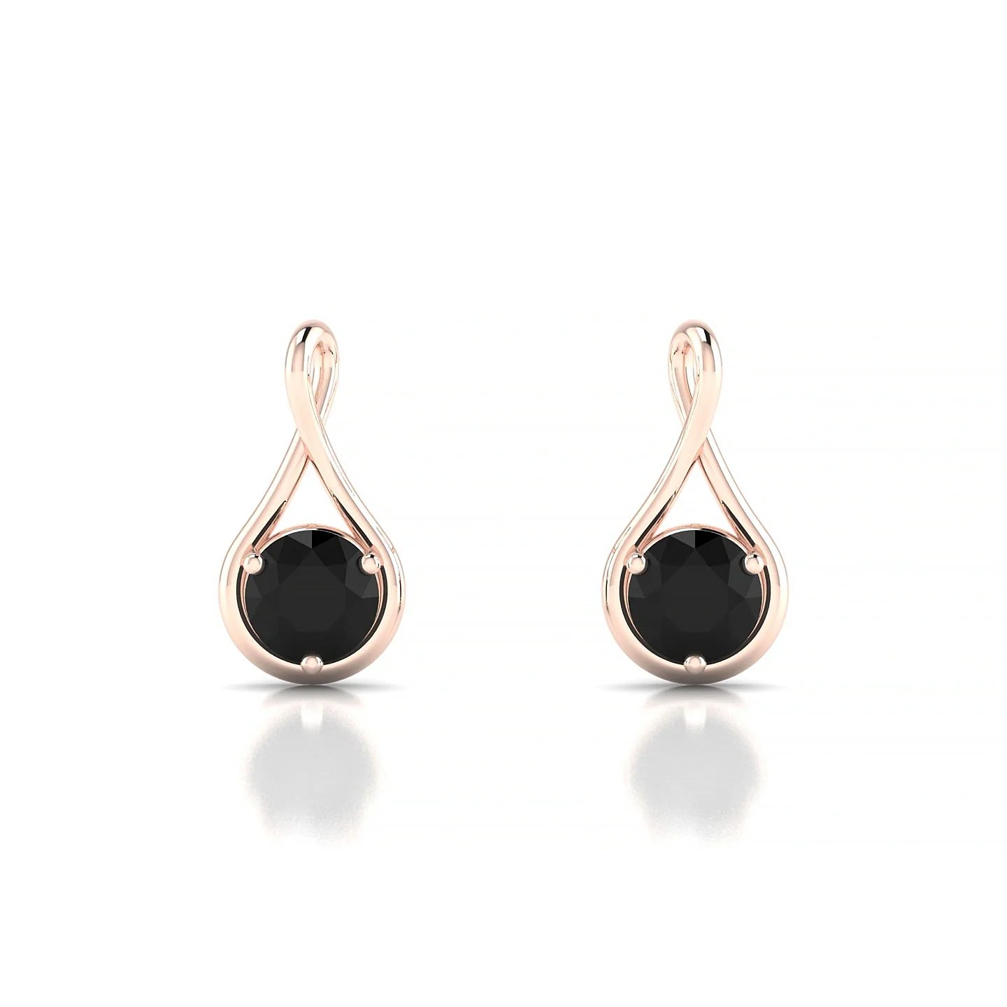 Loop | 18k Rose Gold 4.5 mm Round Black Diamond Earrings